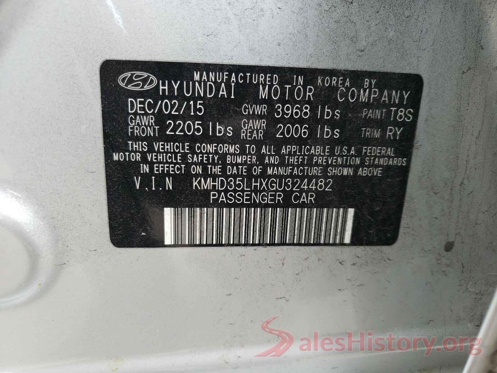 KMHD35LHXGU324482 2016 HYUNDAI ELANTRA