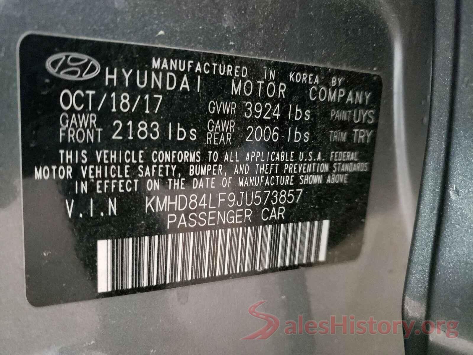 KMHD84LF9JU573857 2018 HYUNDAI ELANTRA