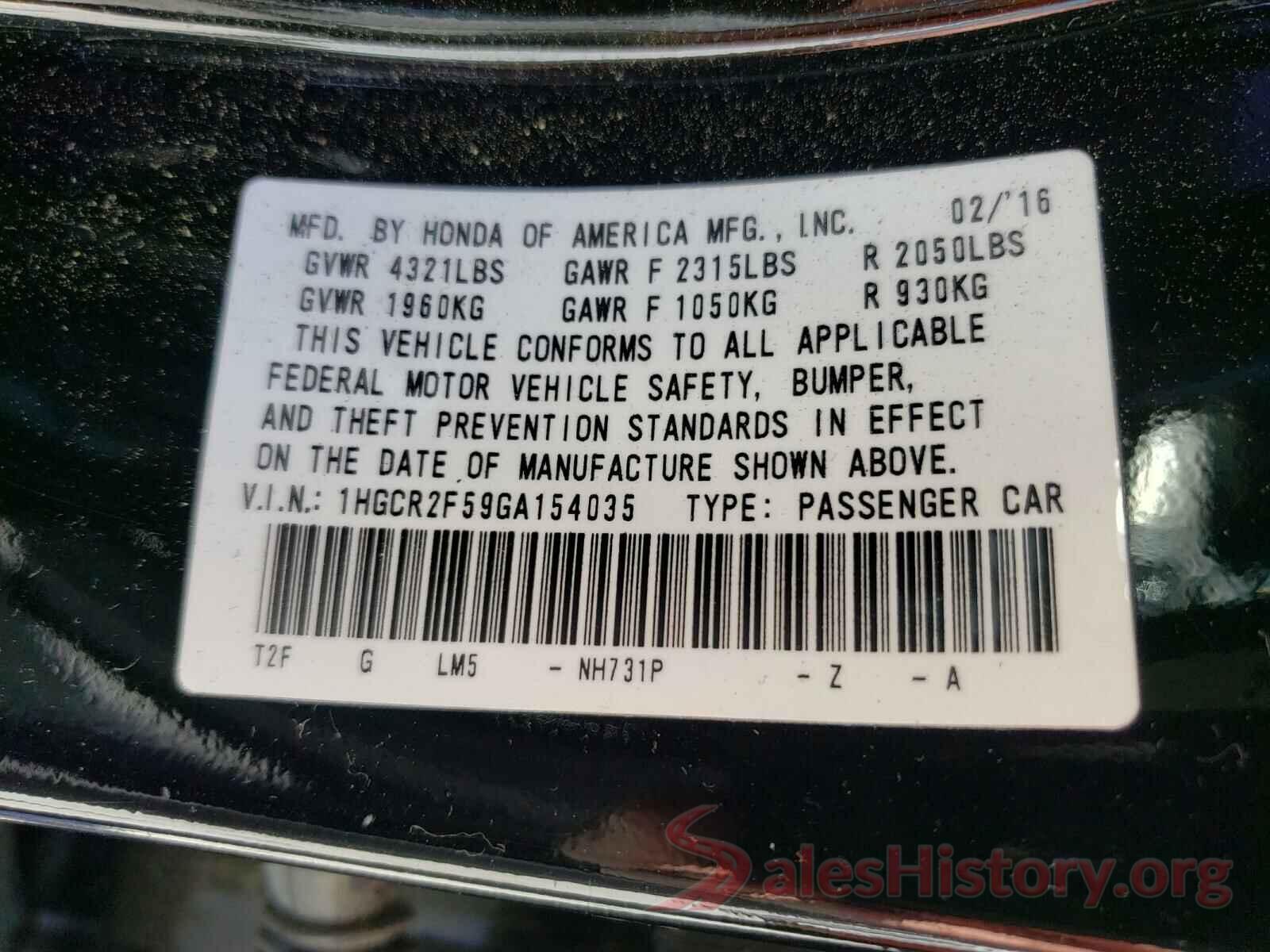 1HGCR2F59GA154035 2016 HONDA ACCORD