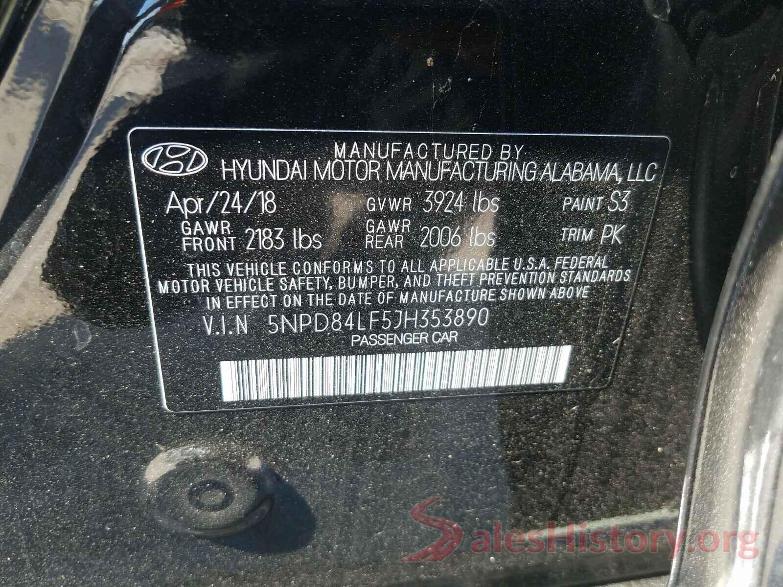 5NPD84LF5JH353890 2018 HYUNDAI ELANTRA