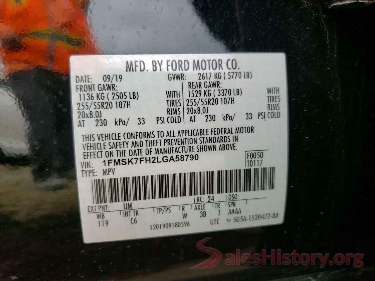 1FMSK7FH2LGA58790 2020 FORD EXPLORER