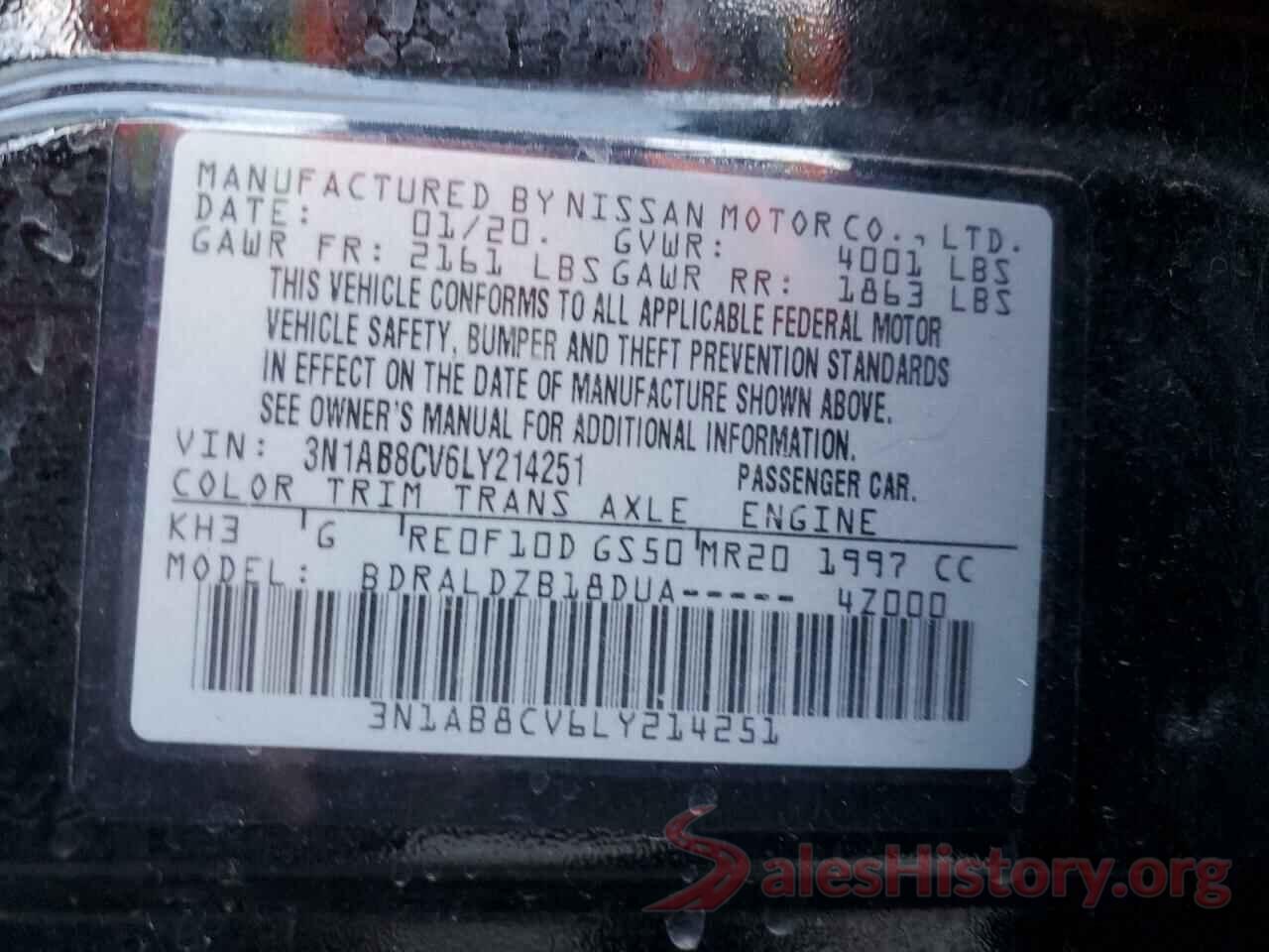 3N1AB8CV6LY214251 2020 NISSAN SENTRA