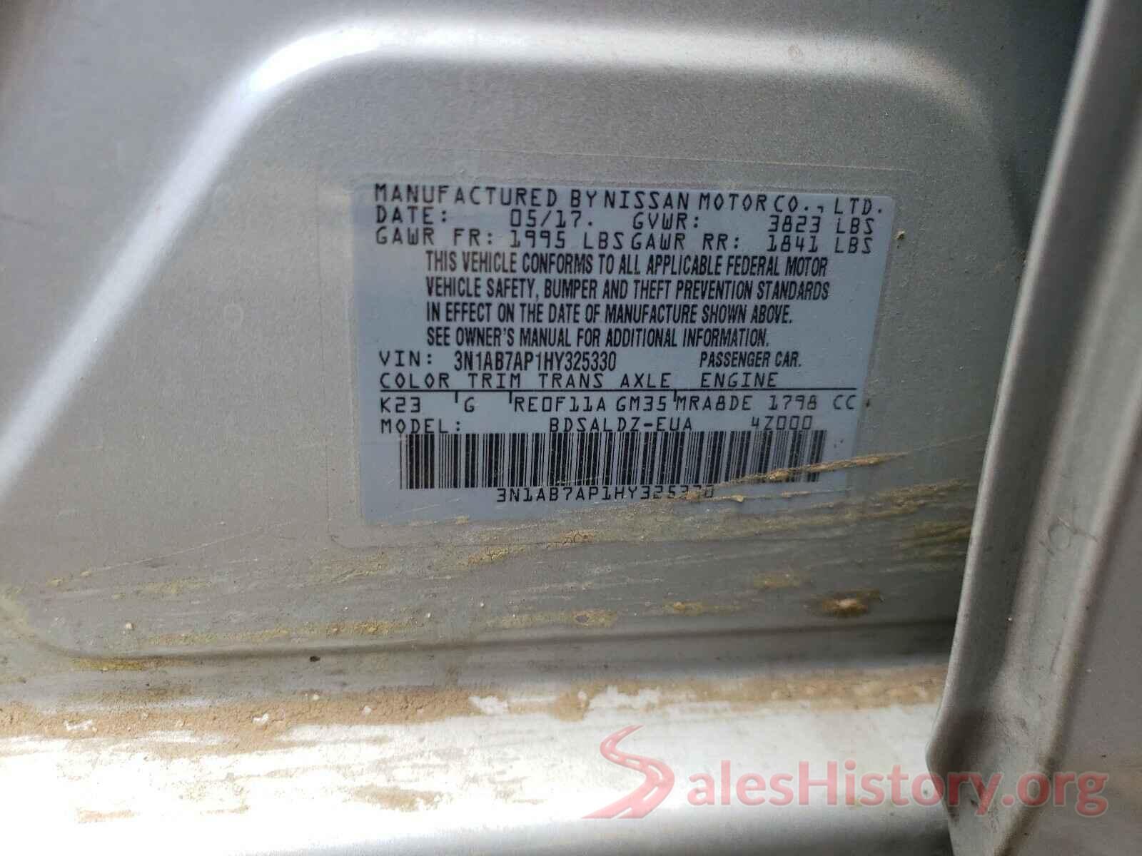 3N1AB7AP1HY325330 2017 NISSAN SENTRA