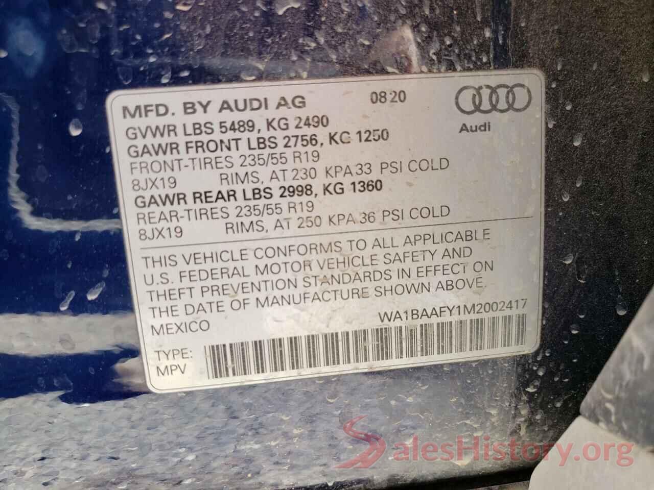 WA1BAAFY1M2002417 2021 AUDI Q5