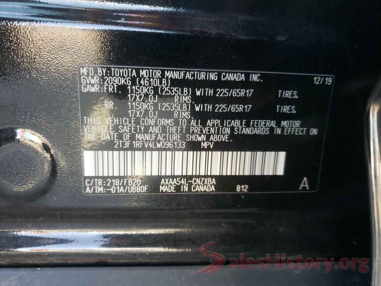 2T3F1RFV4LW096133 2020 TOYOTA RAV4