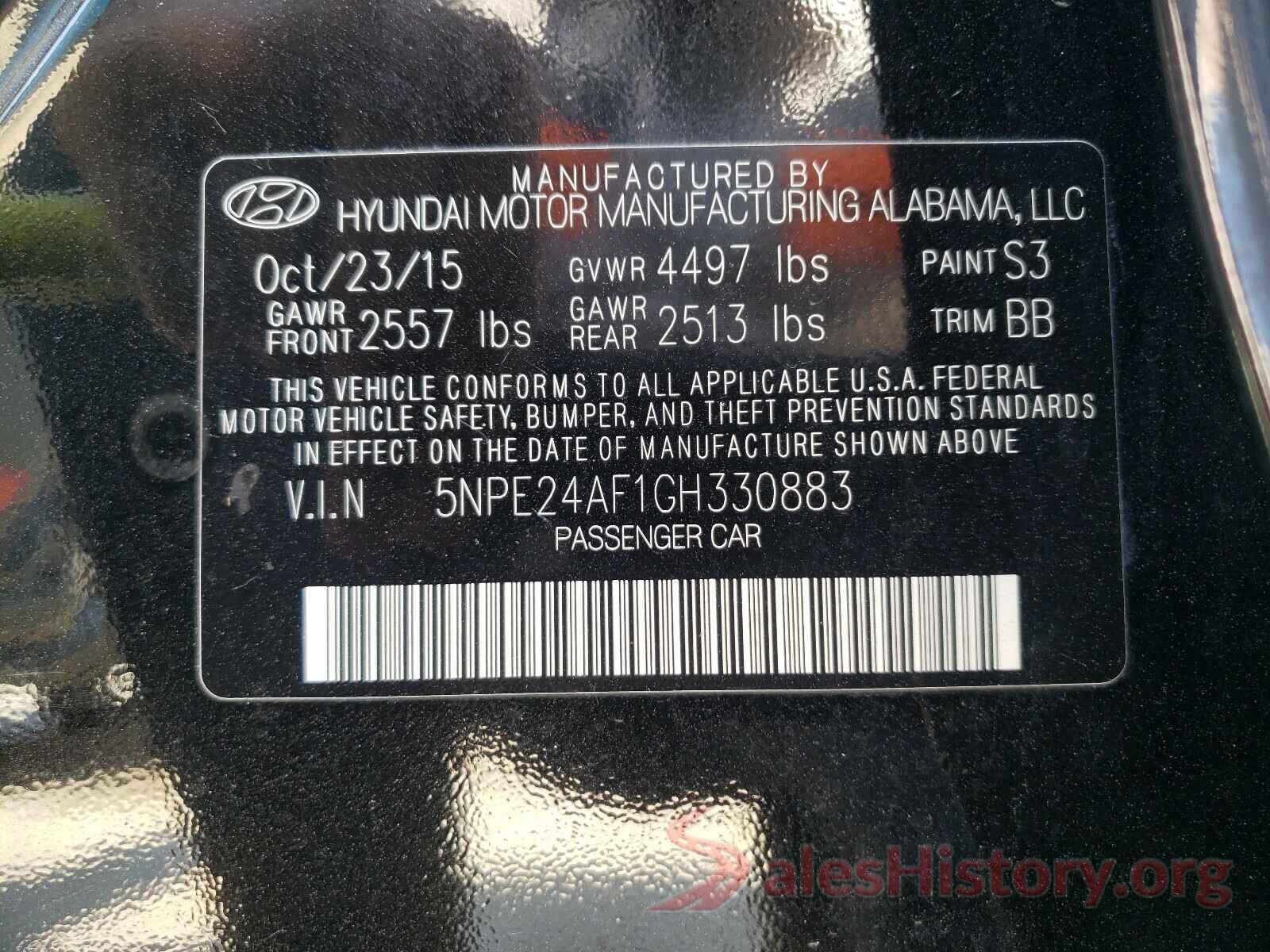 5NPE24AF1GH330883 2016 HYUNDAI SONATA