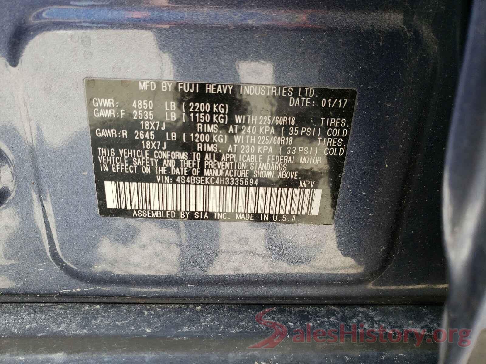 4S4BSEKC4H3335694 2017 SUBARU OUTBACK