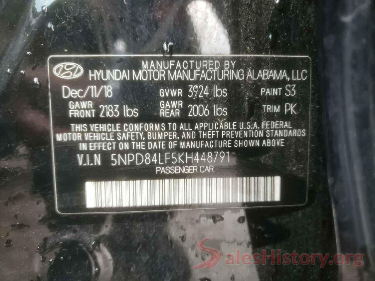 5NPD84LF5KH448791 2019 HYUNDAI ELANTRA