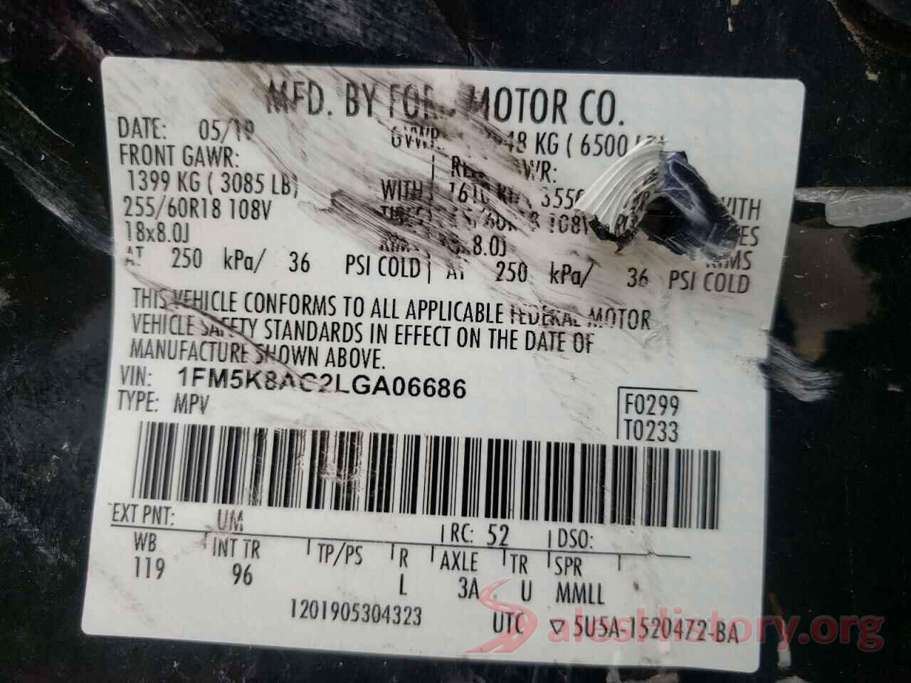 1FM5K8AC2LGA06686 2020 FORD EXPLORER