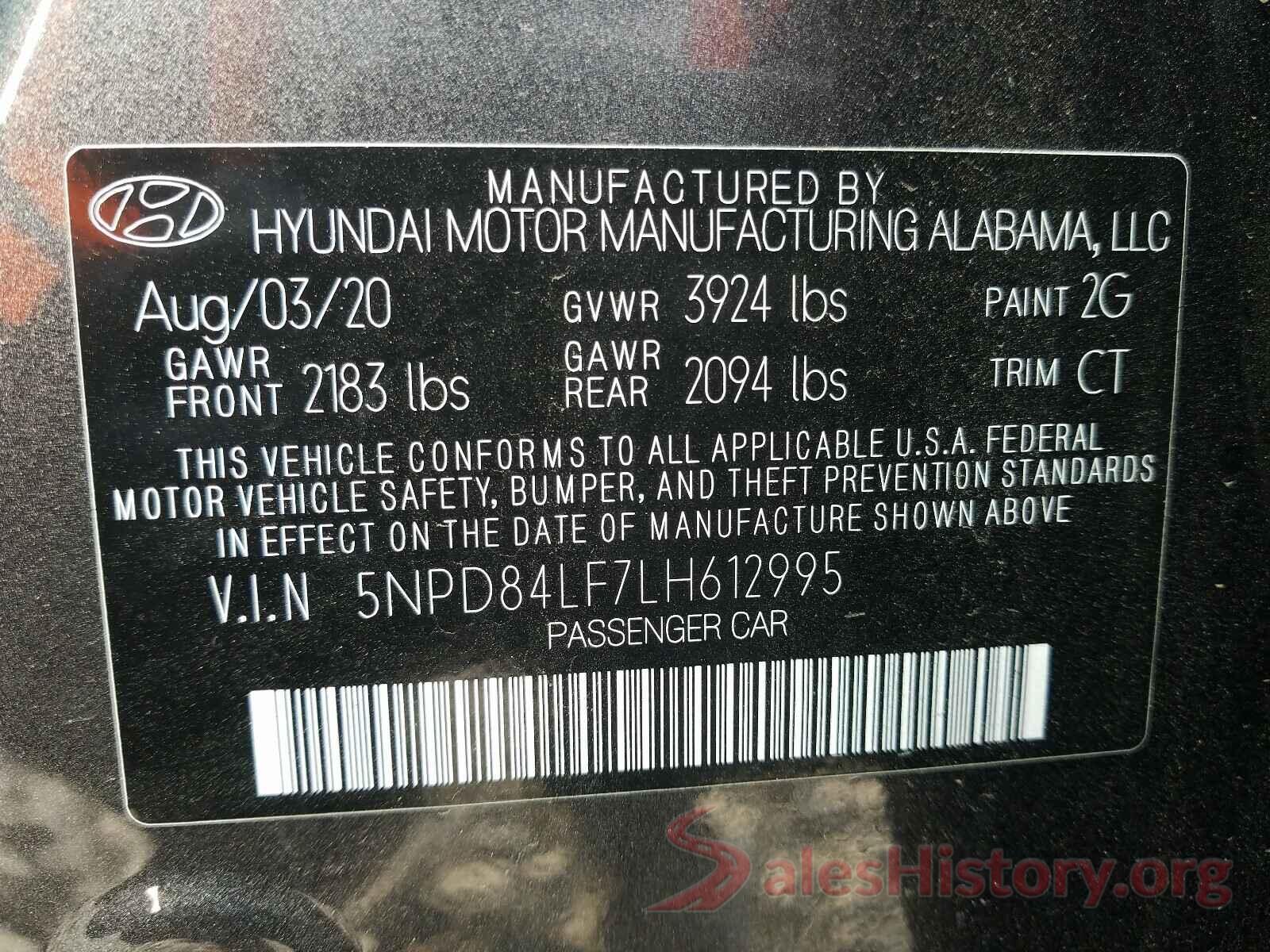 5NPD84LF7LH612995 2020 HYUNDAI ELANTRA