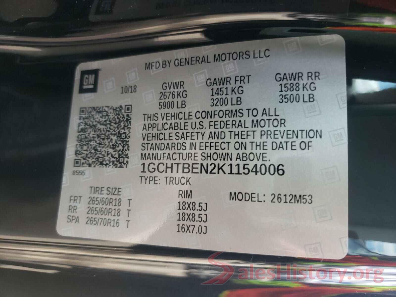 1GCHTBEN2K1154006 2019 CHEVROLET COLORADO