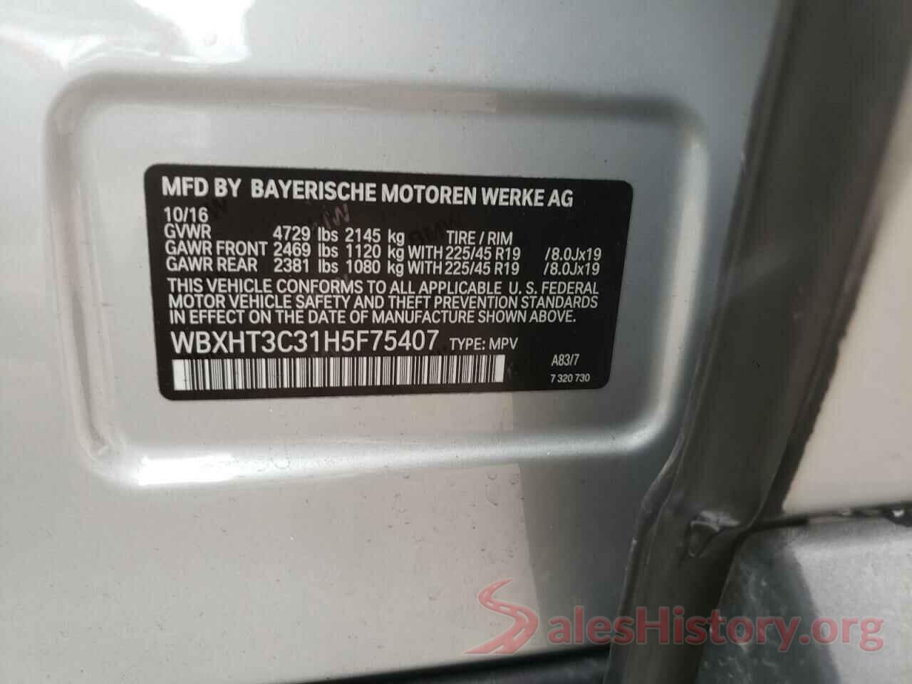 WBXHT3C31H5F75407 2017 BMW X1