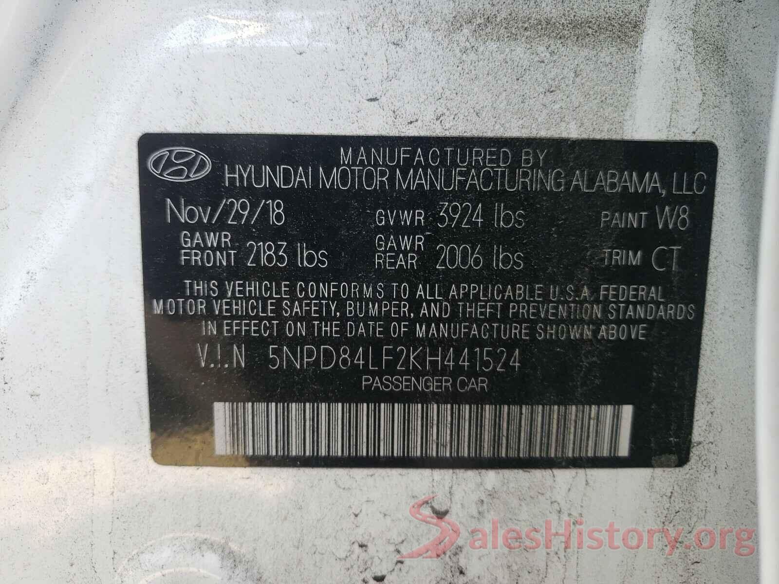 5NPD84LF2KH441524 2019 HYUNDAI ELANTRA