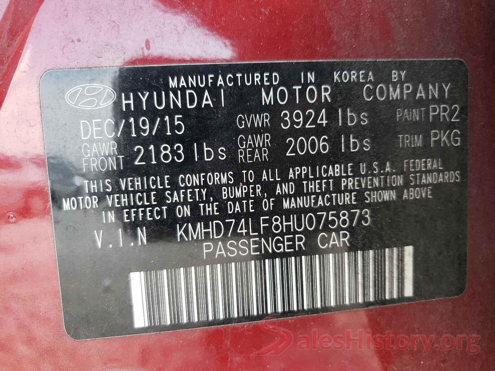 KMHD74LF8HU075873 2017 HYUNDAI ELANTRA