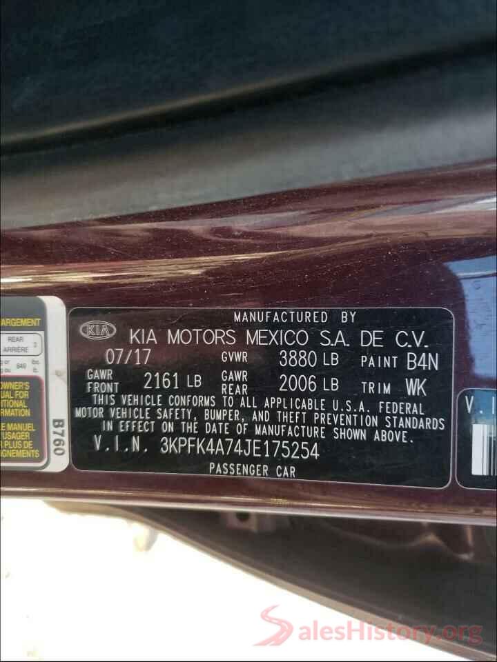 3KPFK4A74JE175254 2018 KIA FORTE