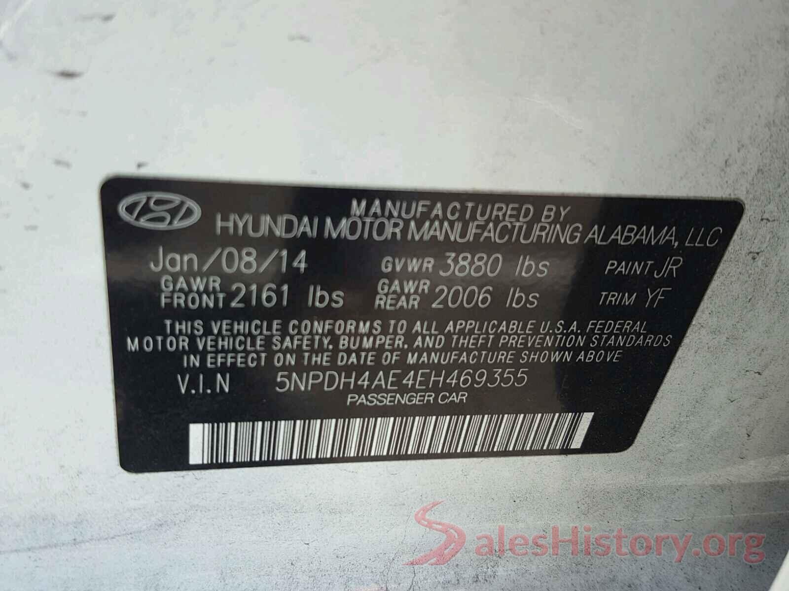 5NPDH4AE4EH469355 2014 HYUNDAI ELANTRA