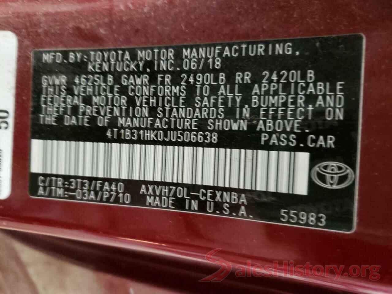 4T1B31HK0JU506638 2018 TOYOTA CAMRY