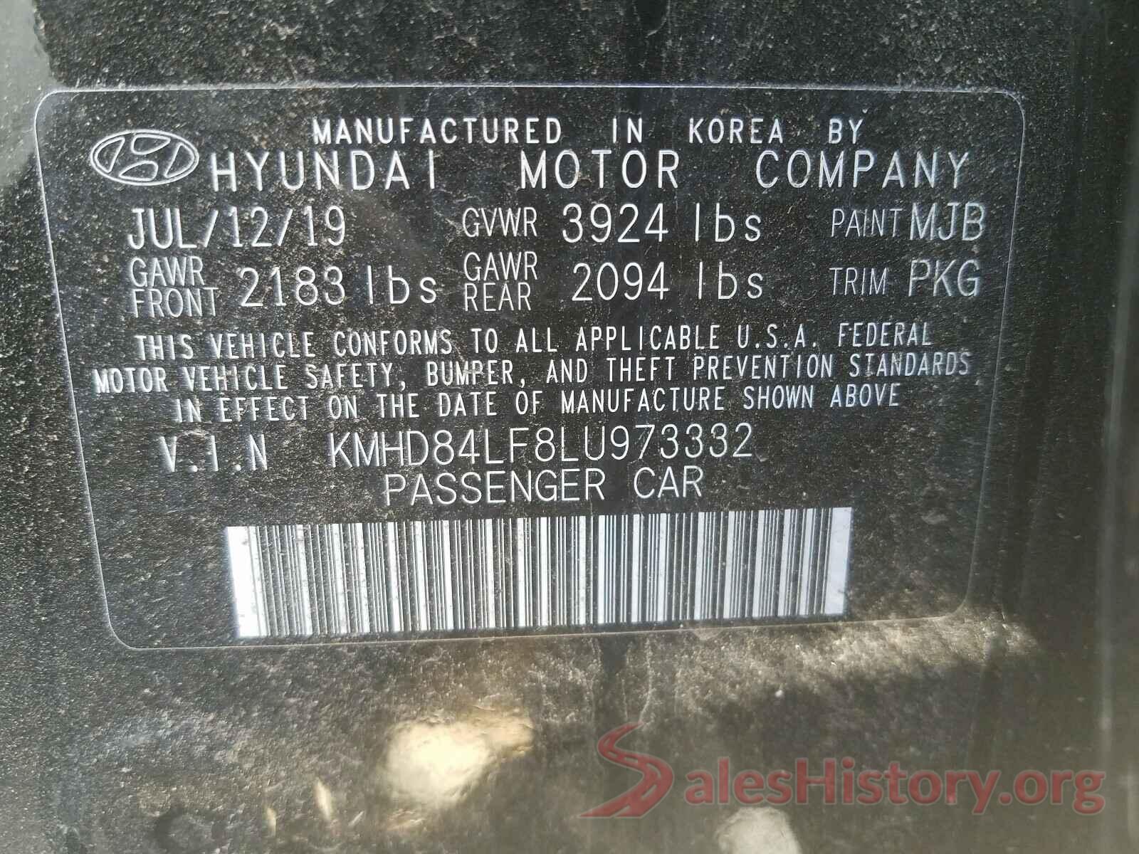 KMHD84LF8LU973332 2020 HYUNDAI ELANTRA