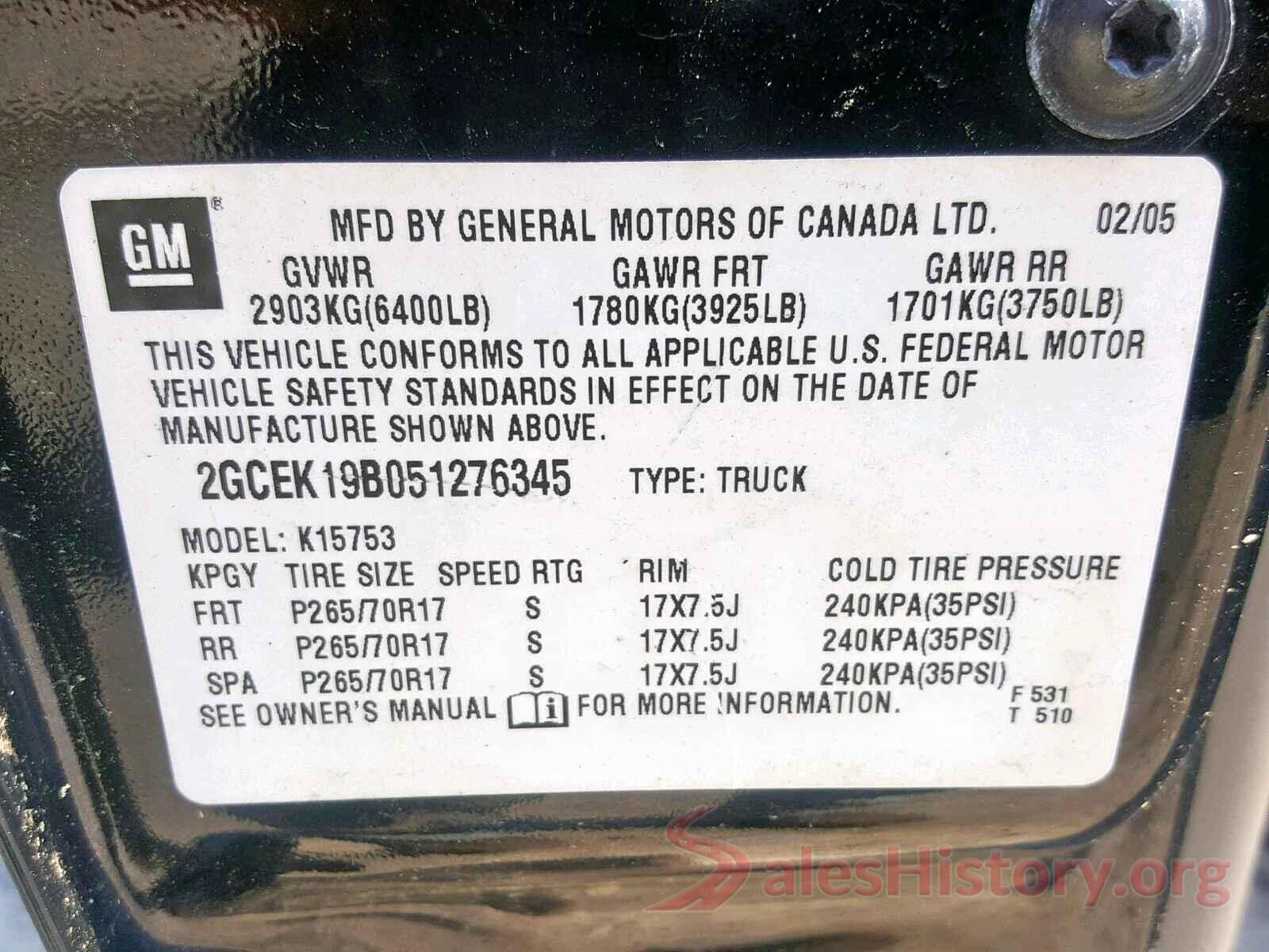 2GCEK19B051276345 2005 CHEVROLET SILVERADO