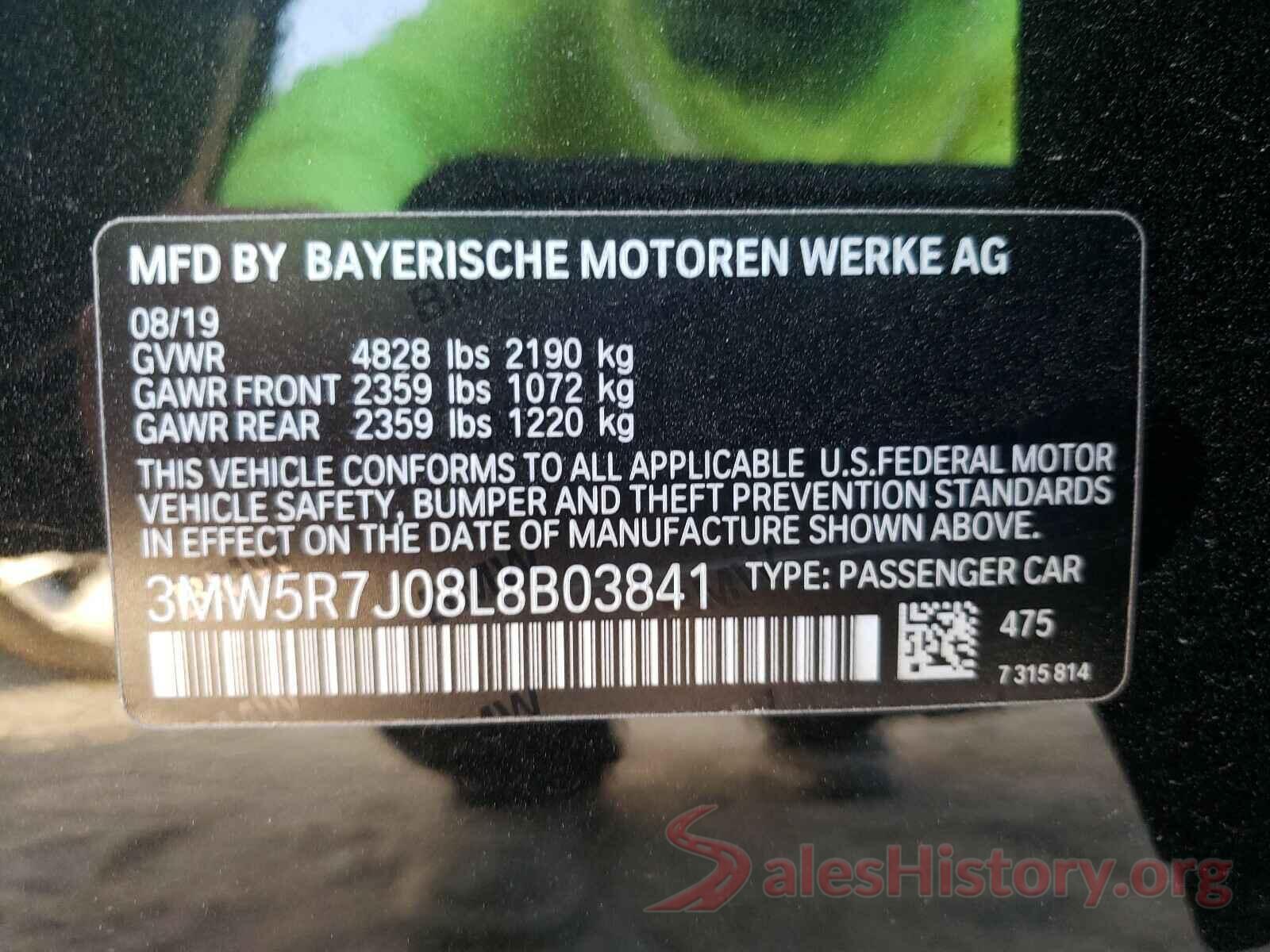 3MW5R7J08L8B03841 2020 BMW 3 SERIES