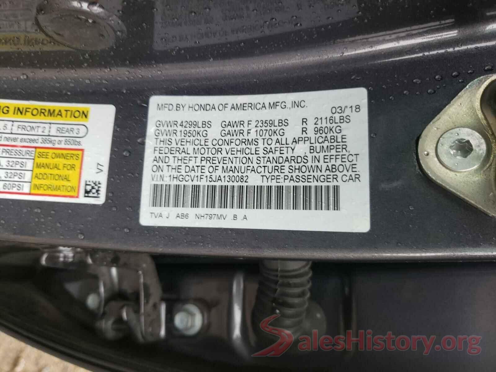 1HGCV1F15JA130082 2018 HONDA ACCORD