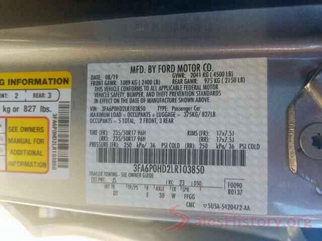 3FA6P0HD2LR103850 2020 FORD FUSION