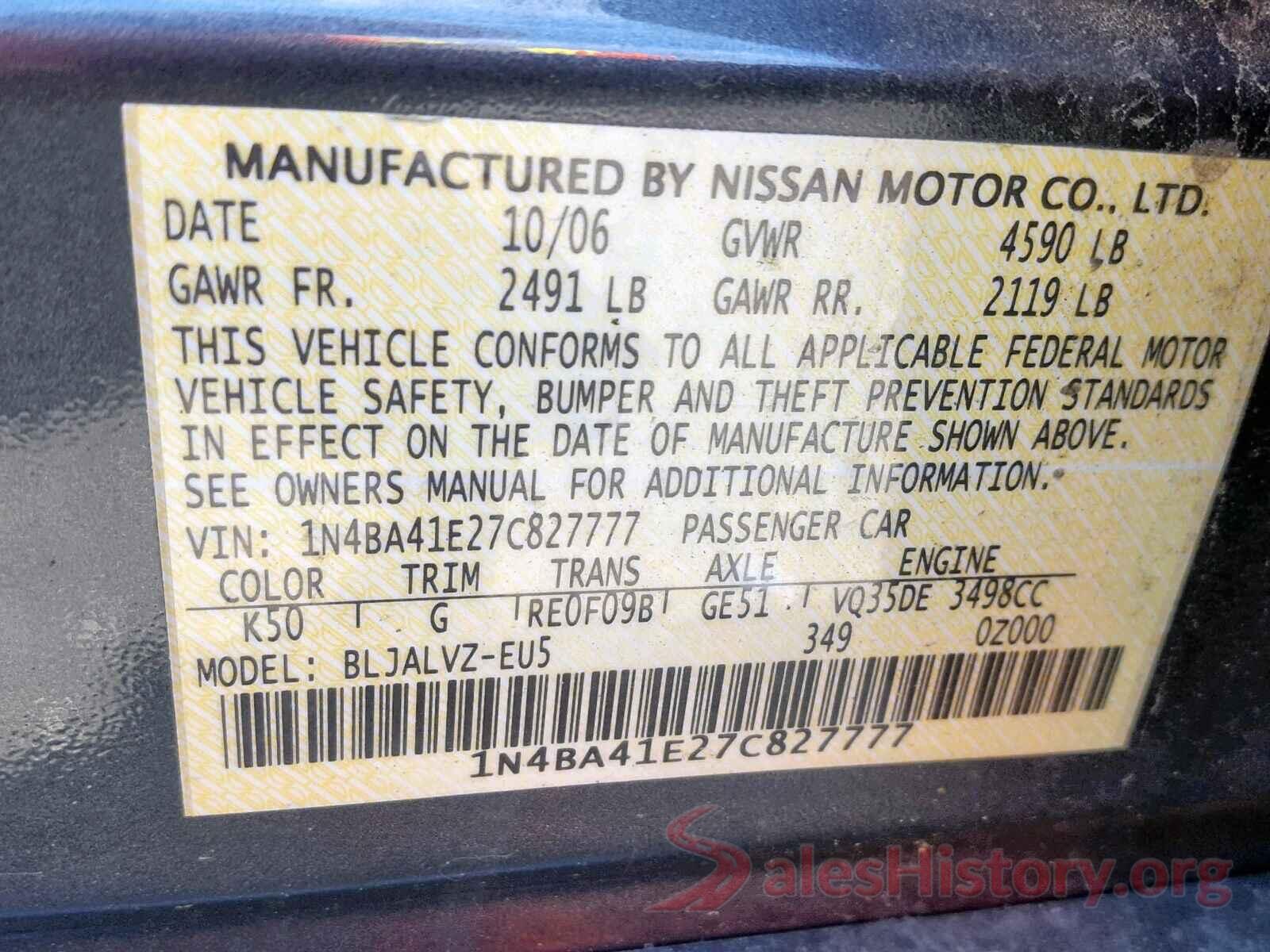 1N4BA41E27C827777 2007 NISSAN MAXIMA