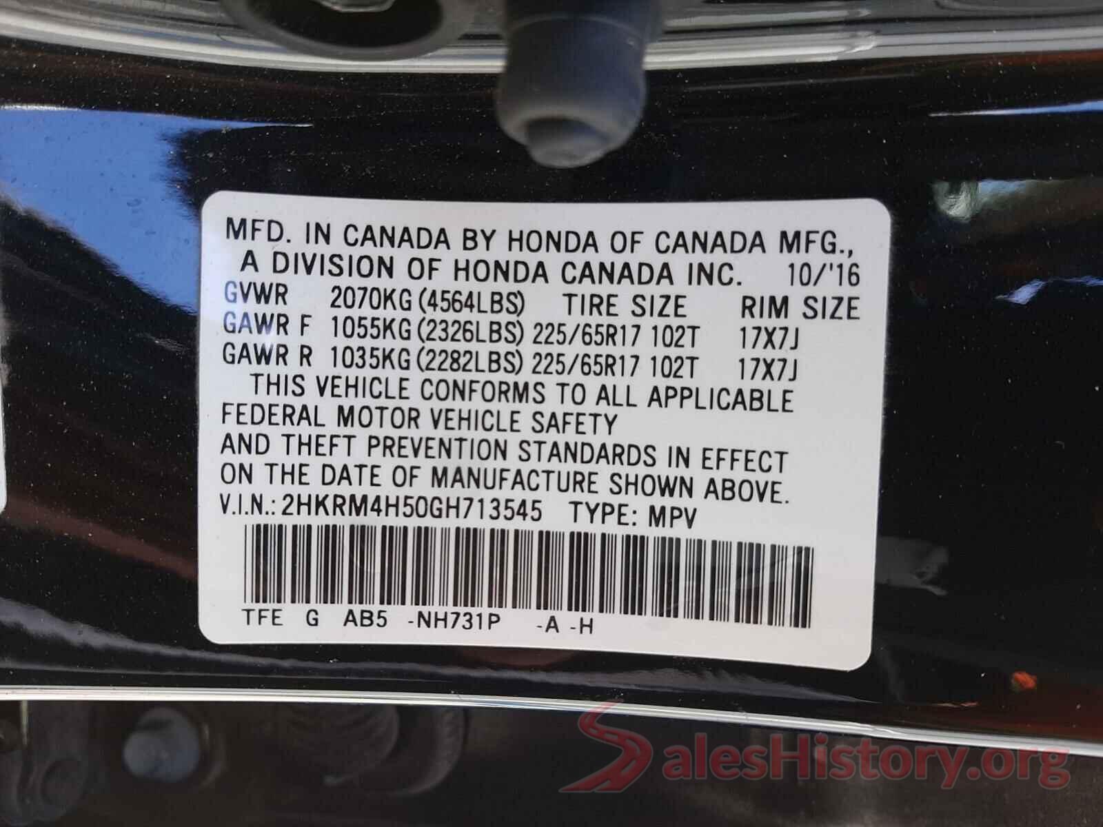 2HKRM4H50GH713545 2016 HONDA CRV