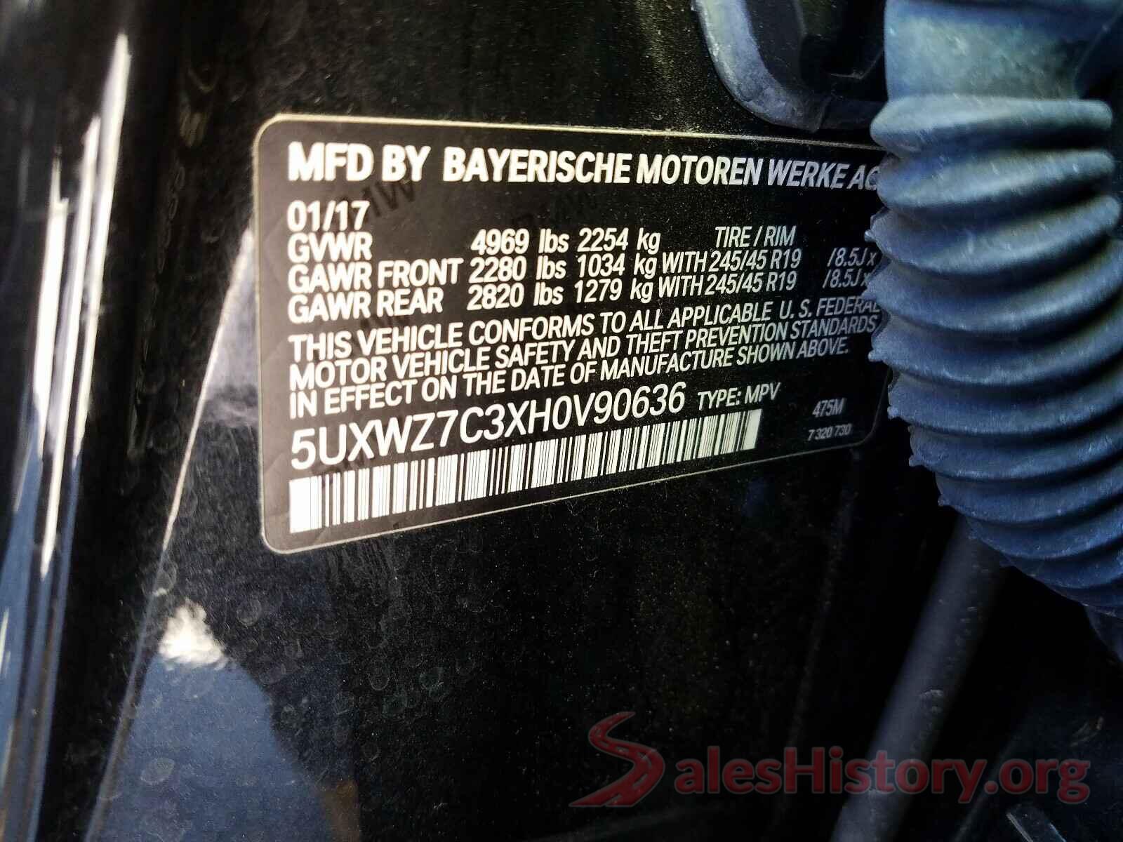 5UXWZ7C3XH0V90636 2017 BMW X3