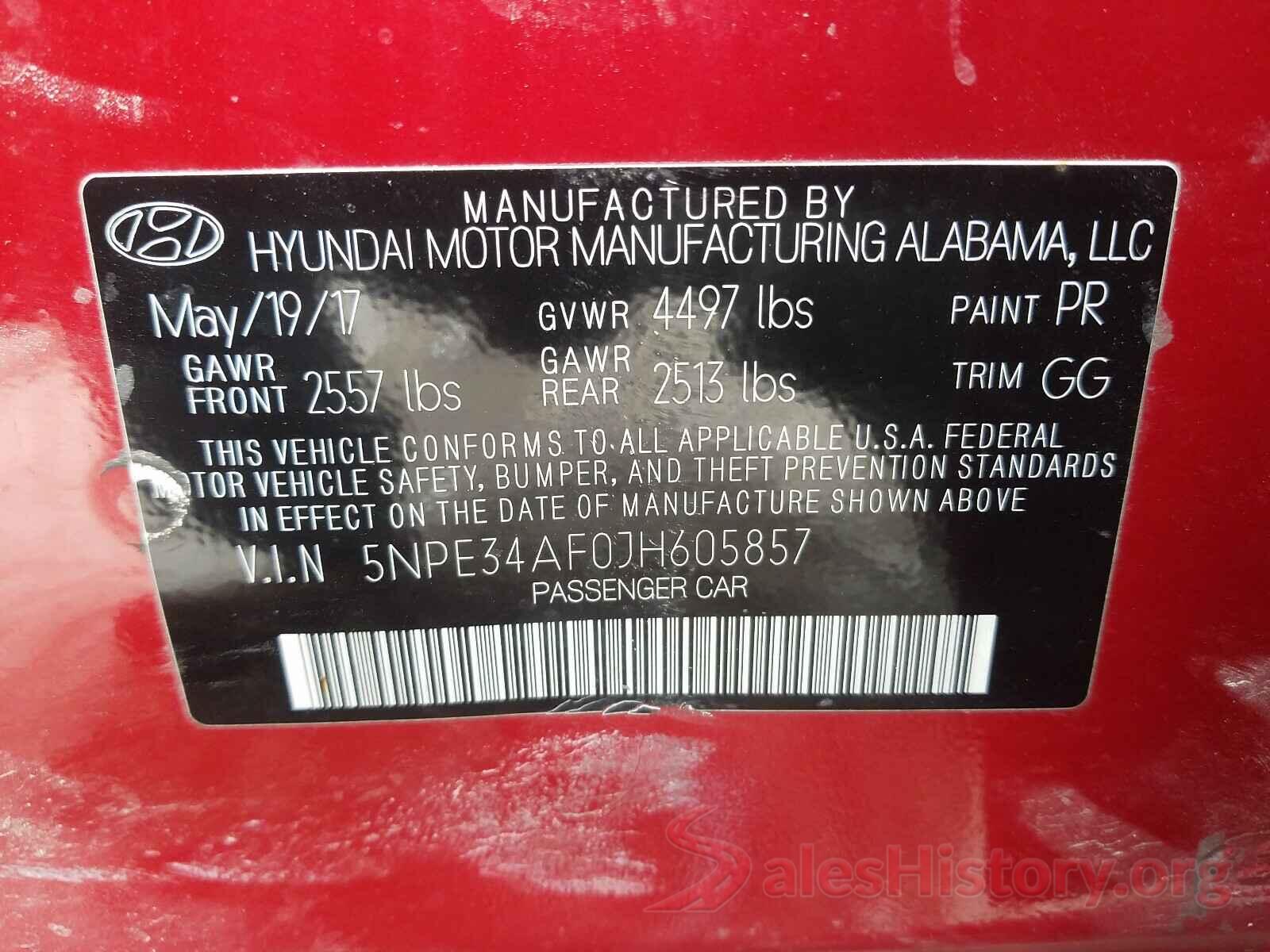 5NPE34AF0JH605857 2018 HYUNDAI SONATA