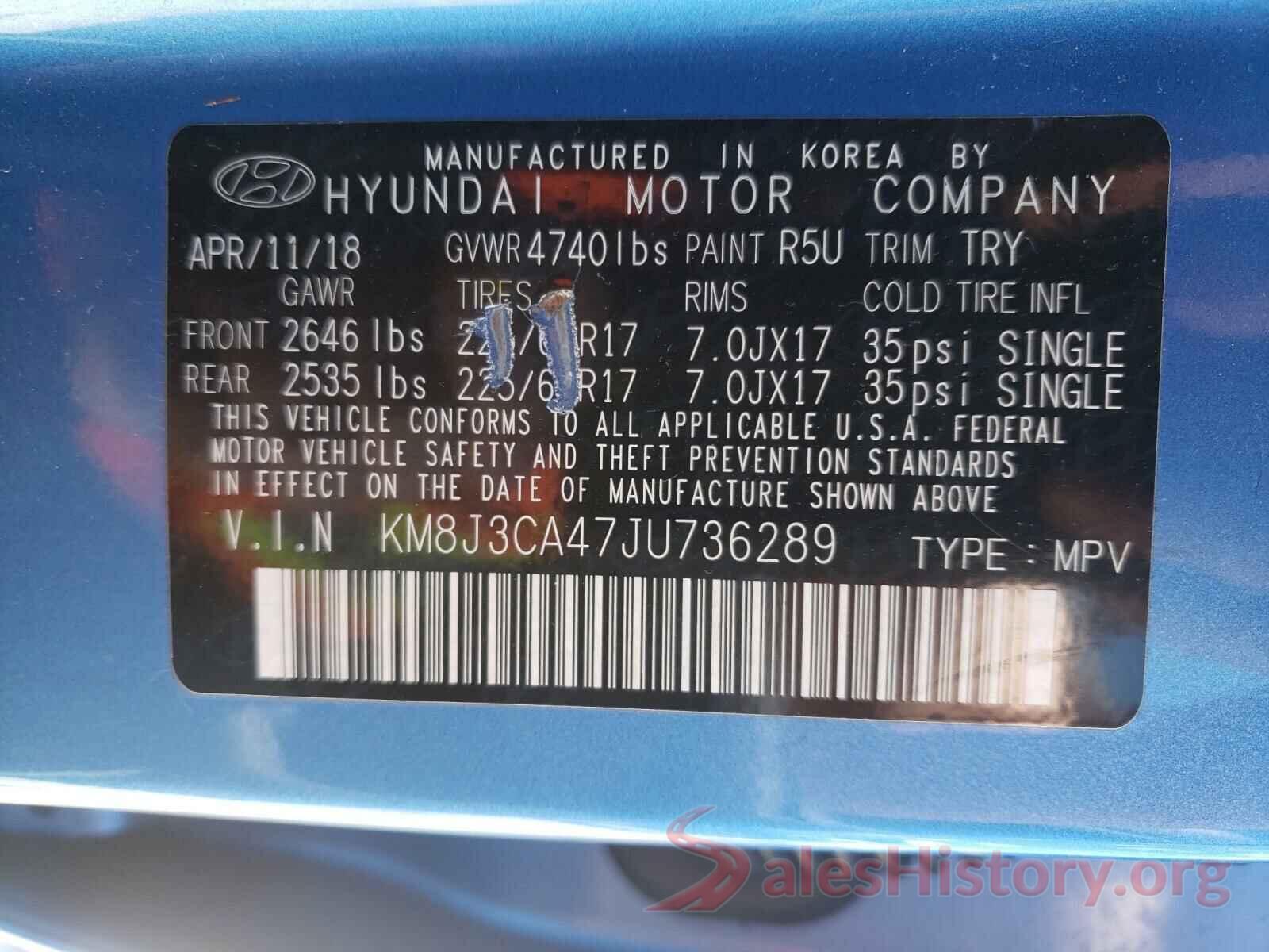 KM8J3CA47JU736289 2018 HYUNDAI TUCSON