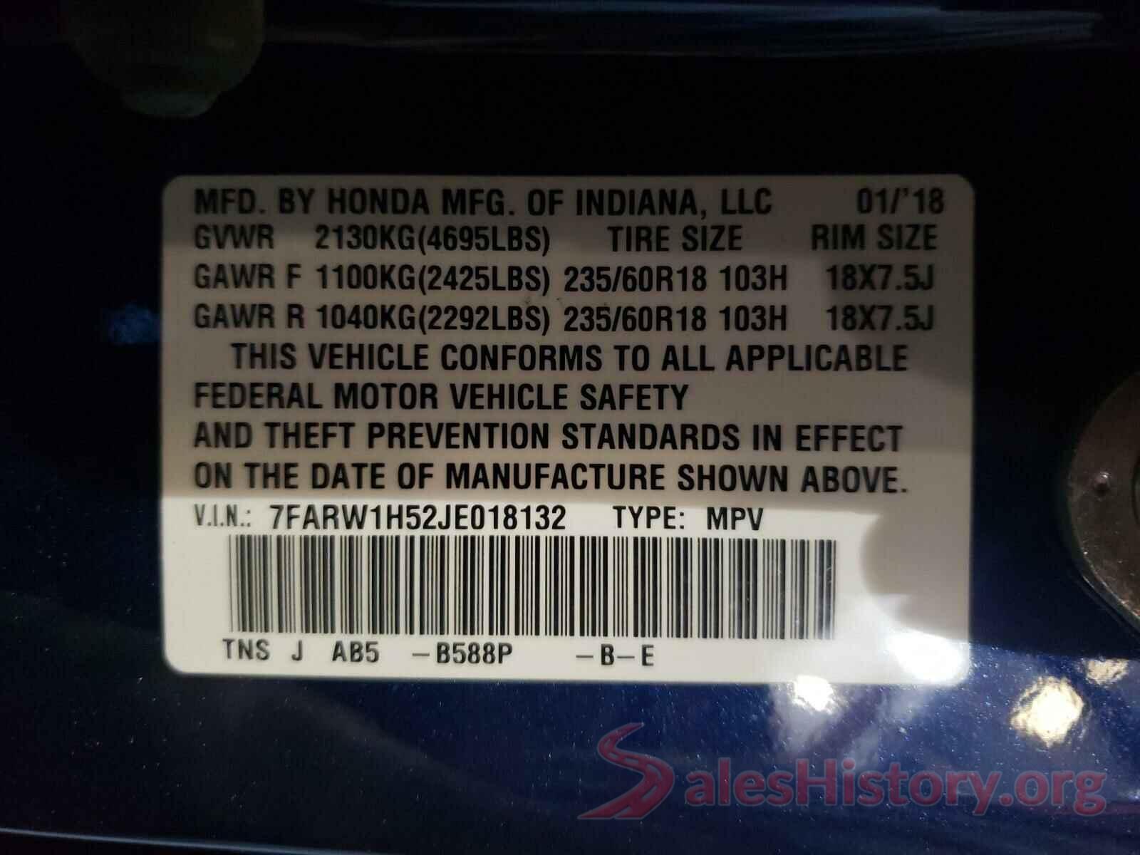 7FARW1H52JE018132 2018 HONDA CRV