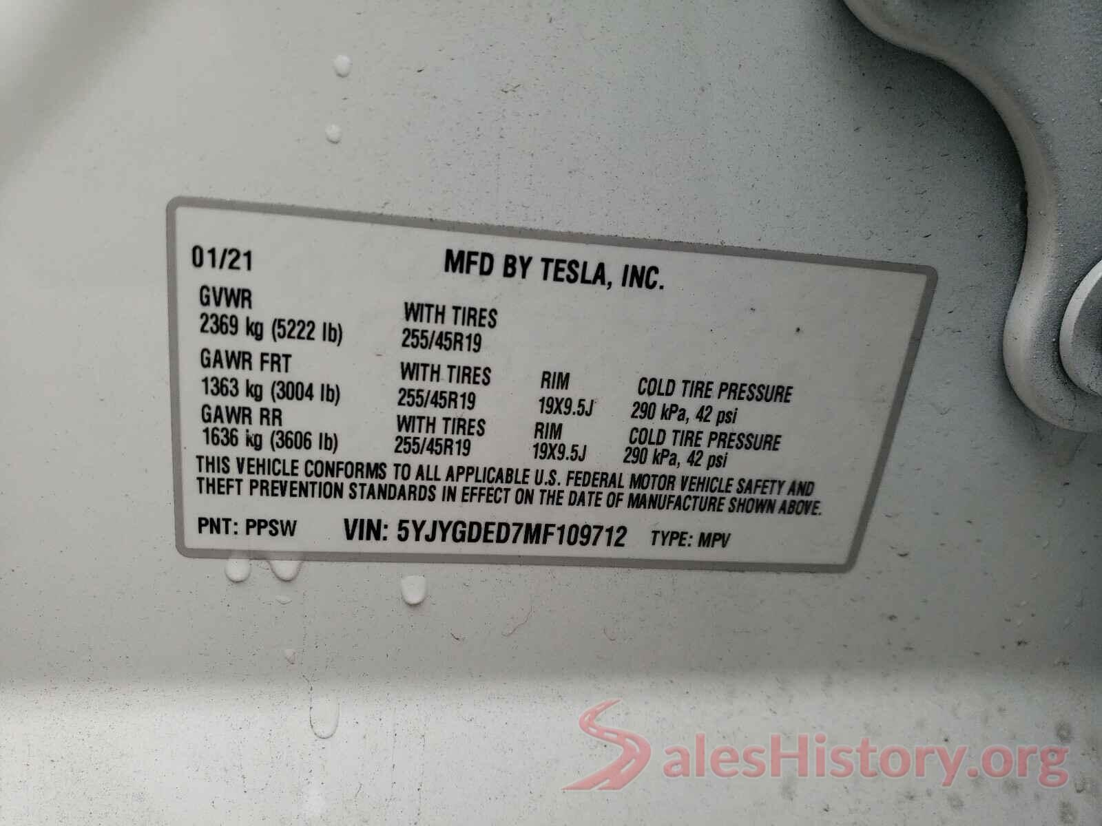 5YJYGDED7MF109712 2021 TESLA MODEL Y