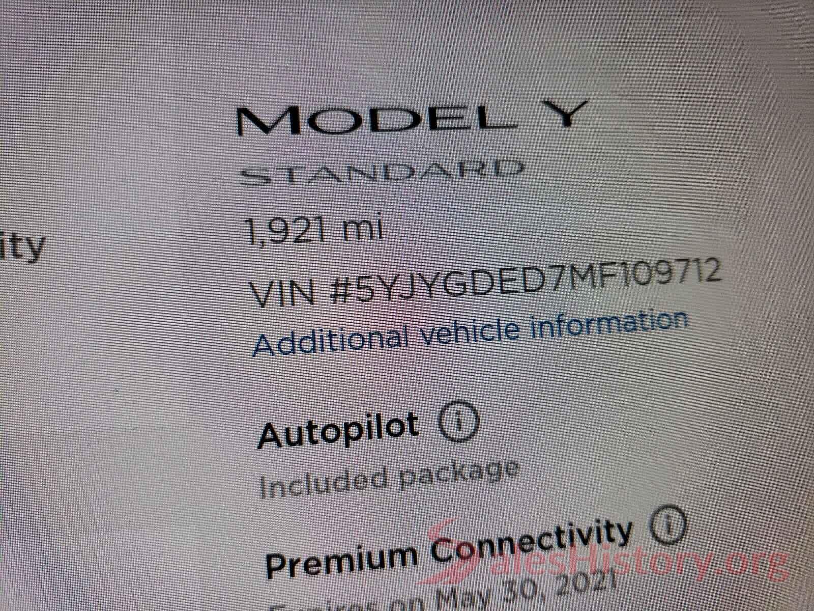 5YJYGDED7MF109712 2021 TESLA MODEL Y