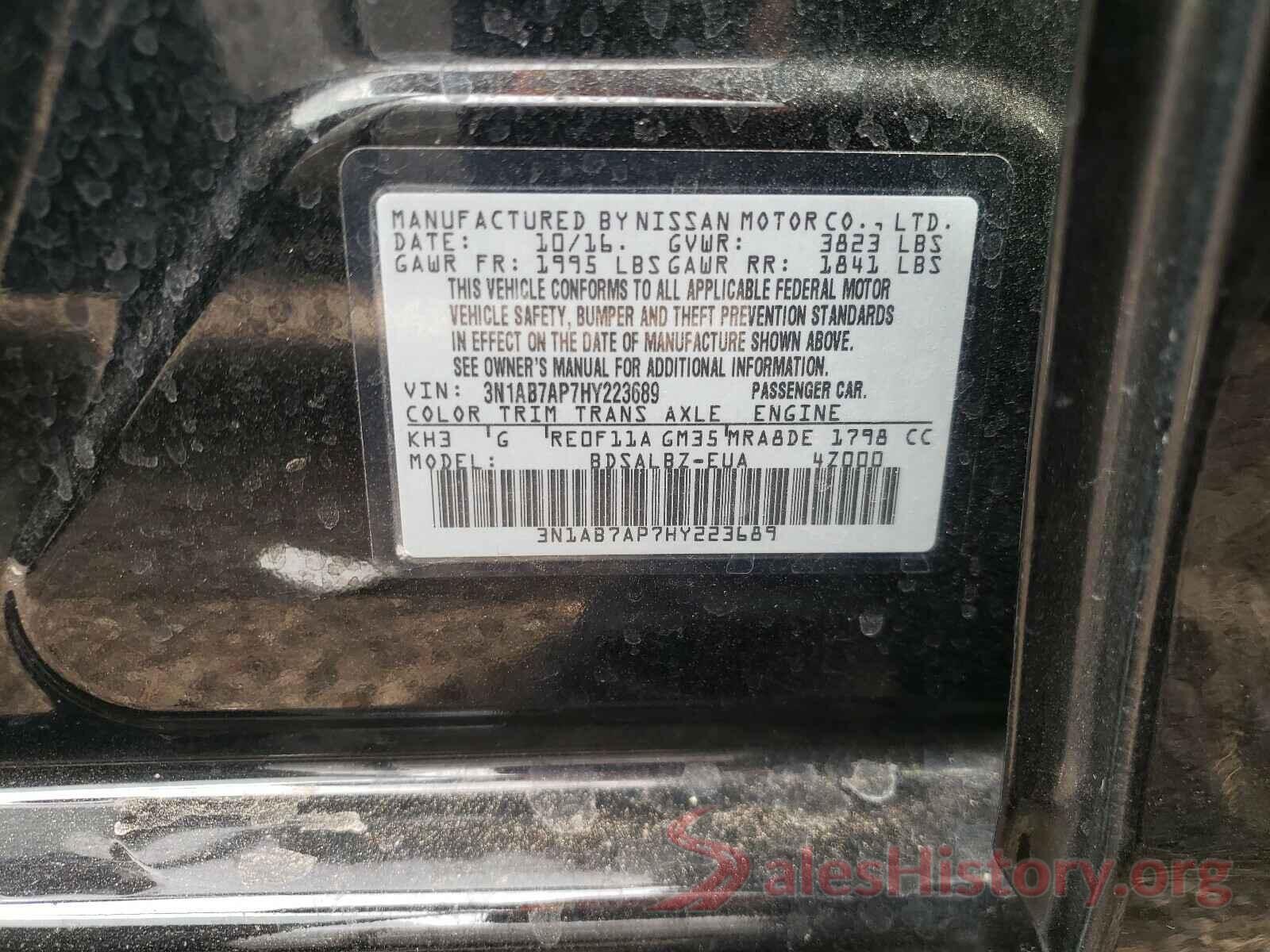 3N1AB7AP7HY223689 2017 NISSAN SENTRA