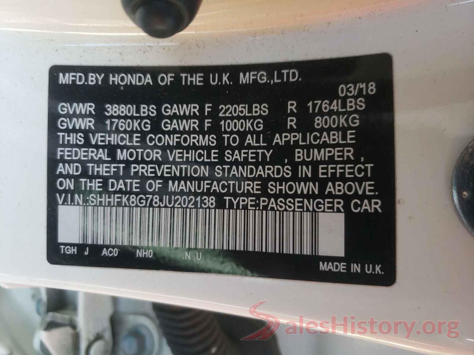 SHHFK8G78JU202138 2018 HONDA CIVIC