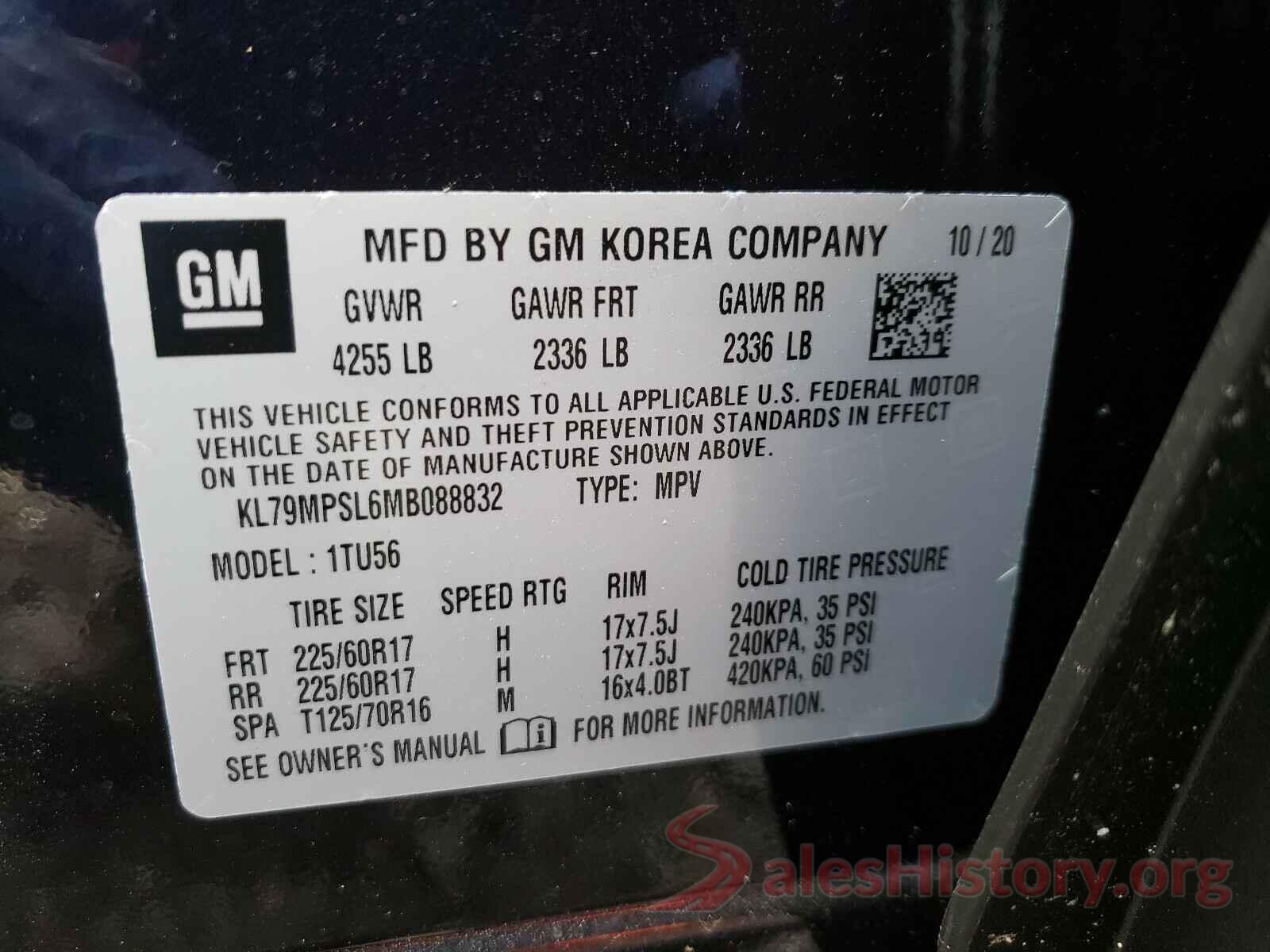 KL79MPSL6MB088832 2021 CHEVROLET TRAILBLAZE