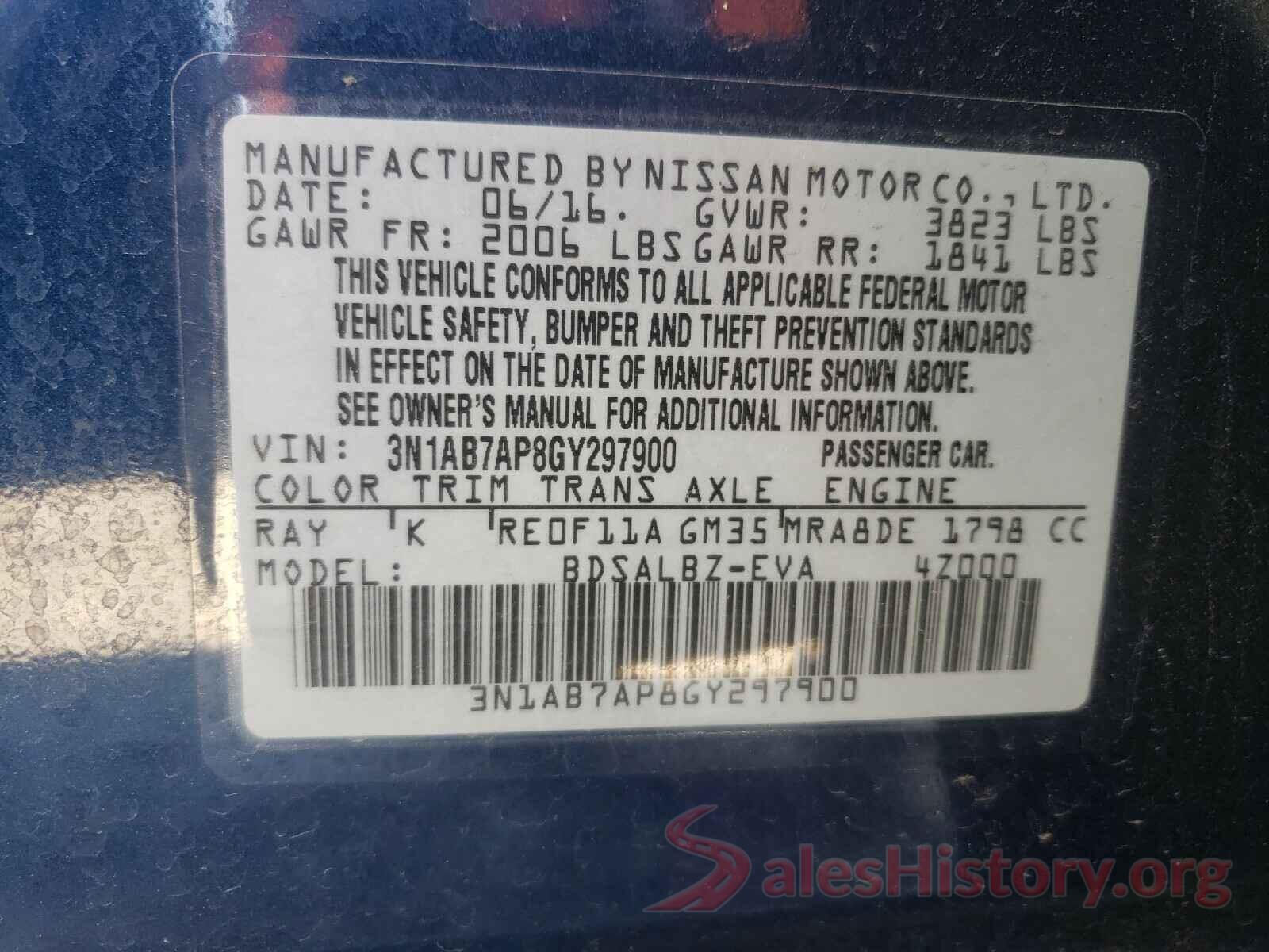 3N1AB7AP8GY297900 2016 NISSAN SENTRA