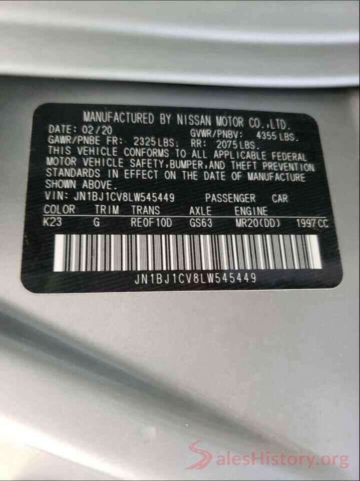 JN1BJ1CV8LW545449 2020 NISSAN ROGUE