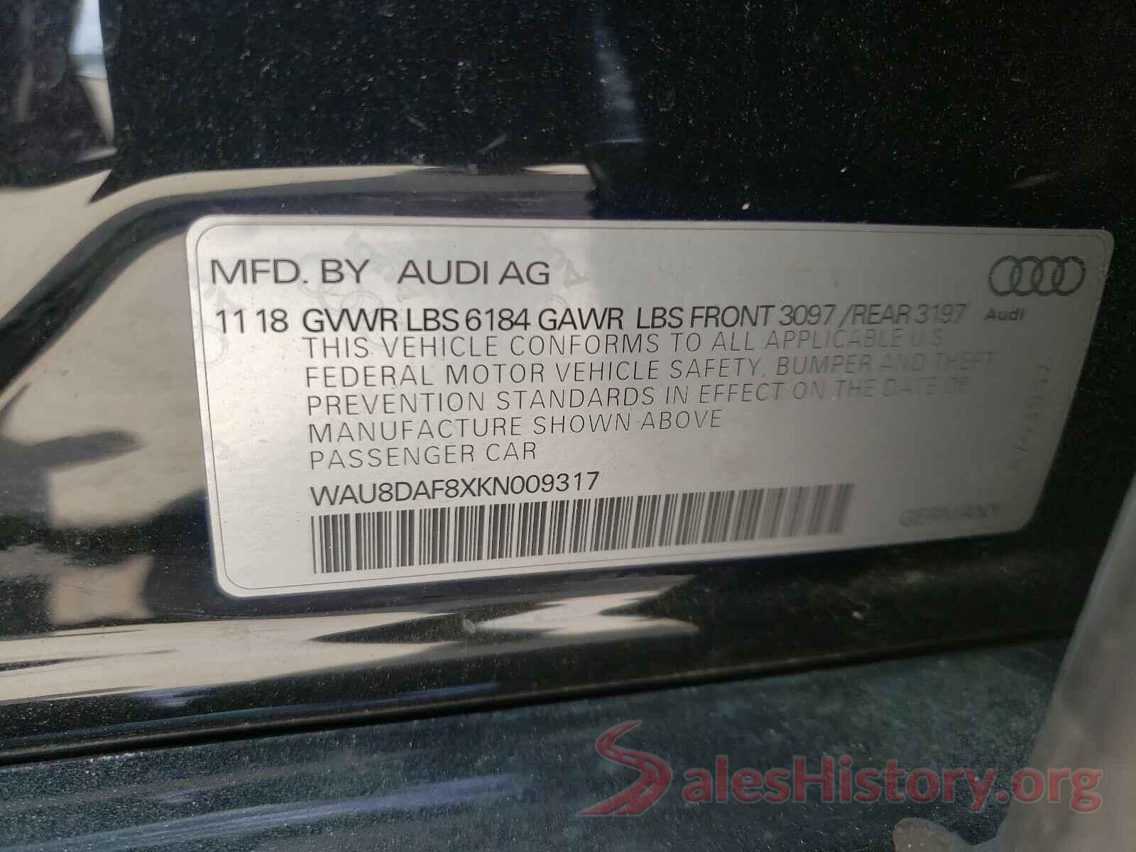 WAU8DAF8XKN009317 2019 AUDI A8