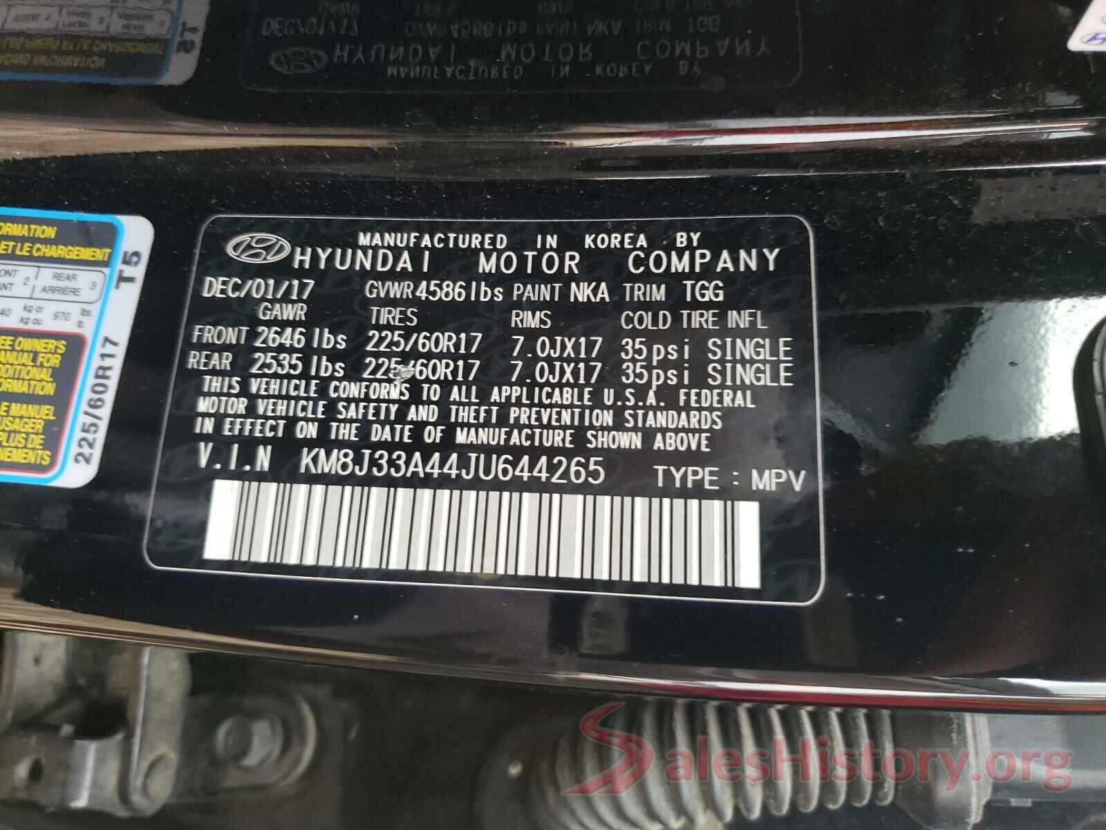 KM8J33A44JU644265 2018 HYUNDAI TUCSON