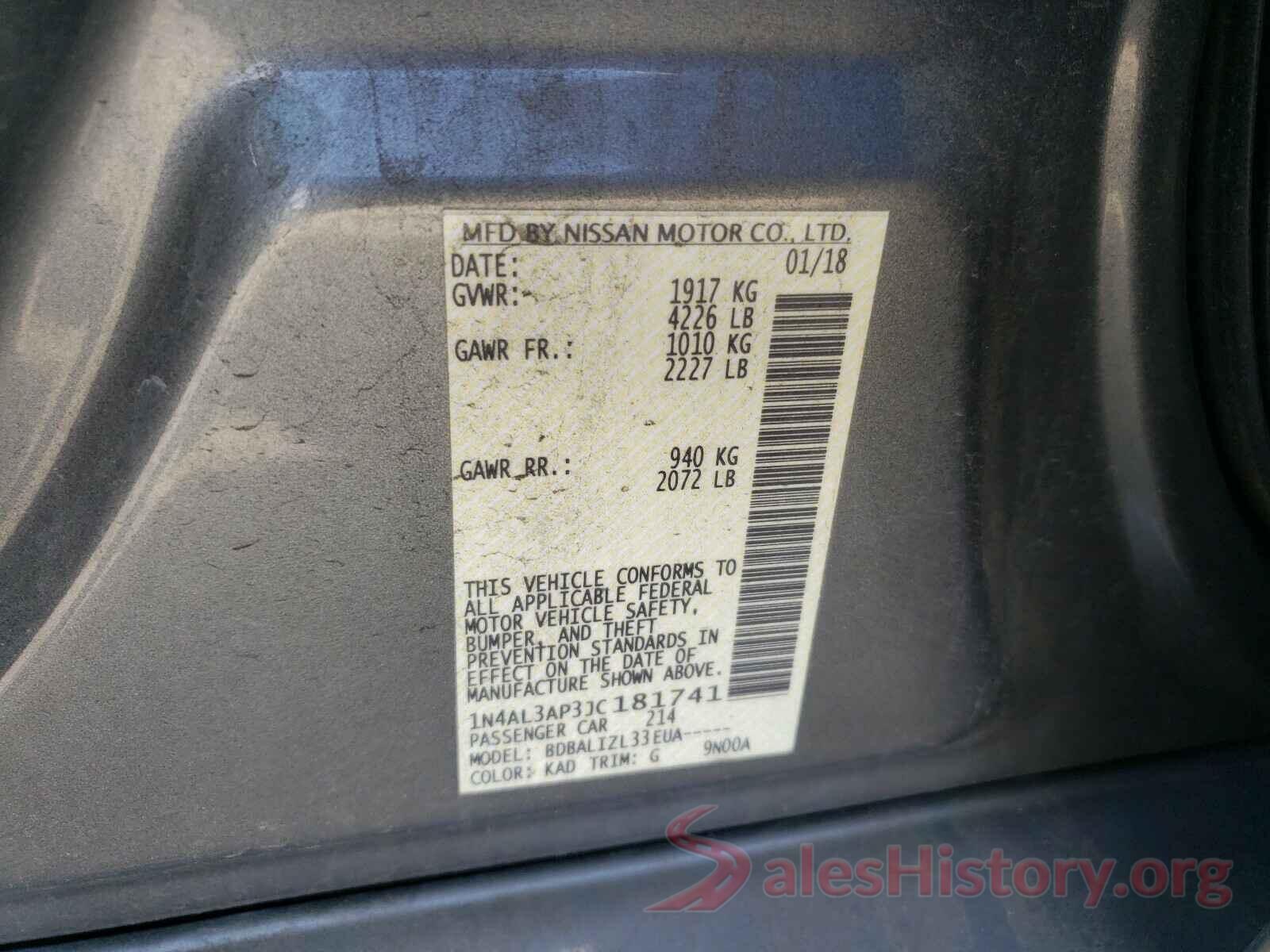 1N4AL3AP3JC181741 2018 NISSAN ALTIMA