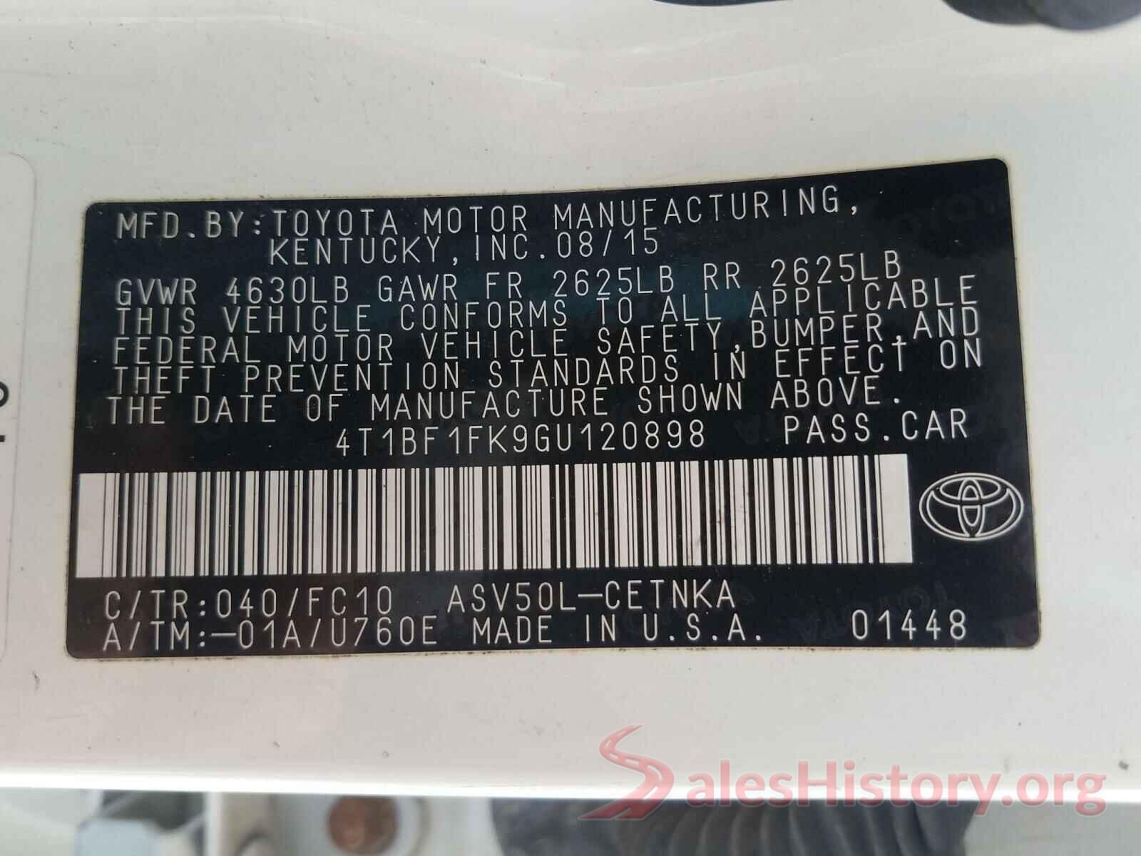 4T1BF1FK9GU120898 2016 TOYOTA CAMRY