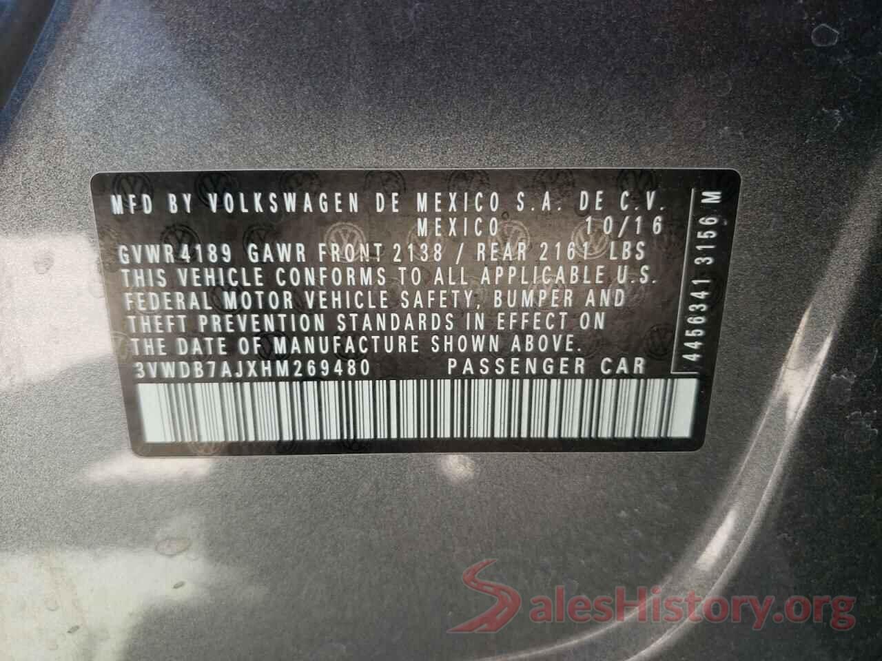 3VWDB7AJXHM269480 2017 VOLKSWAGEN JETTA