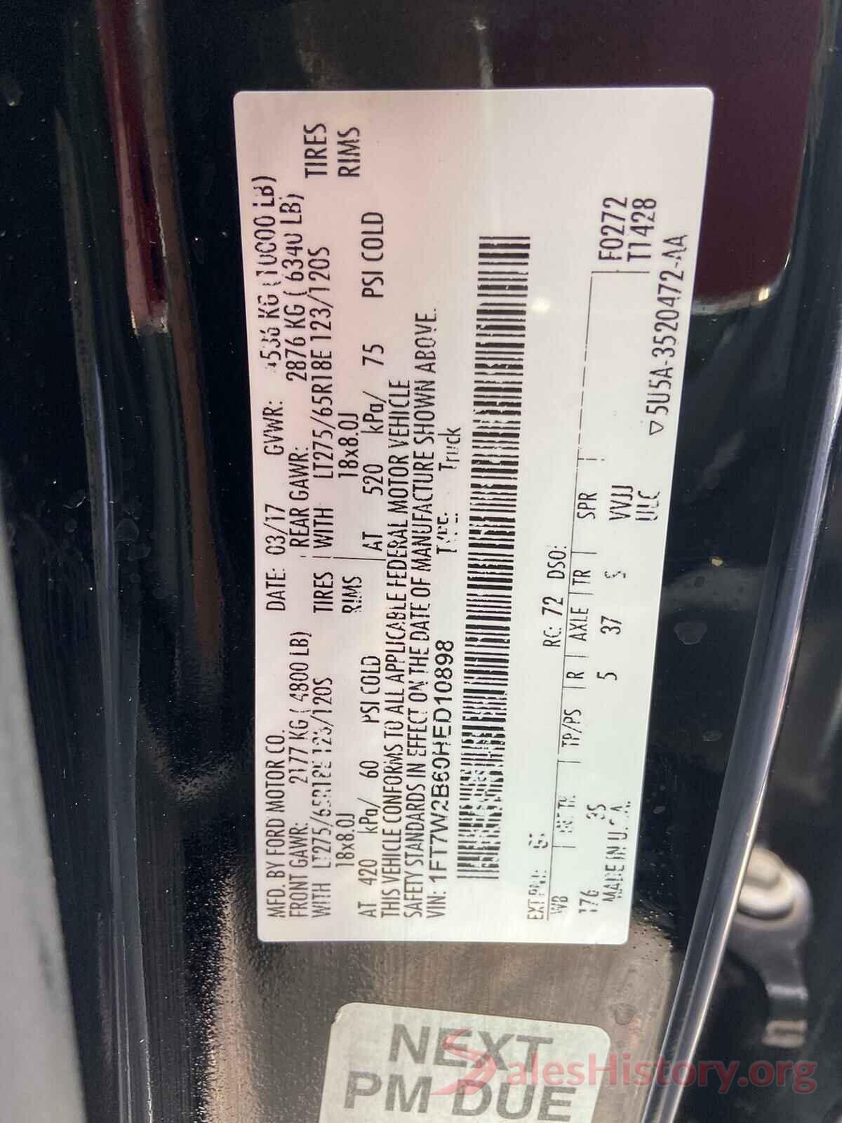 1FT7W2B60HED10898 2017 FORD F250