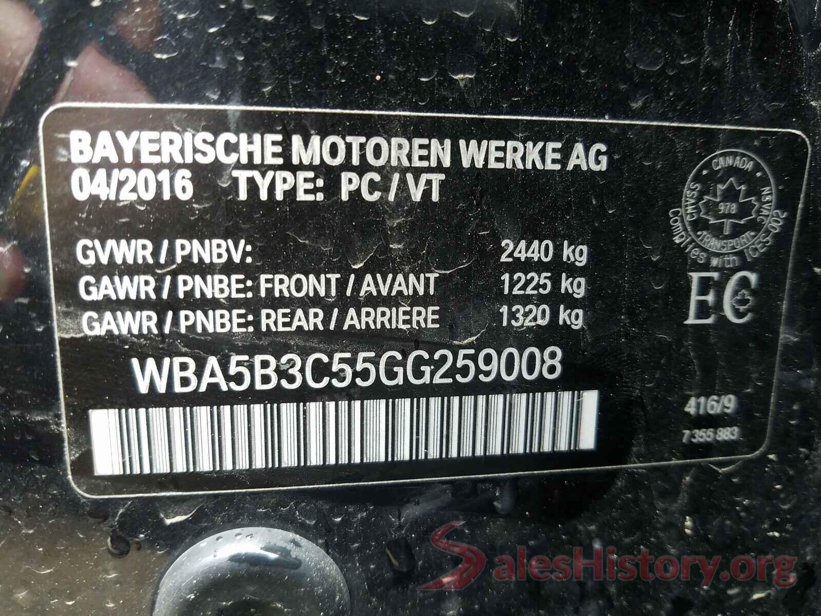 WBA5B3C55GG259008 2016 BMW 5 SERIES