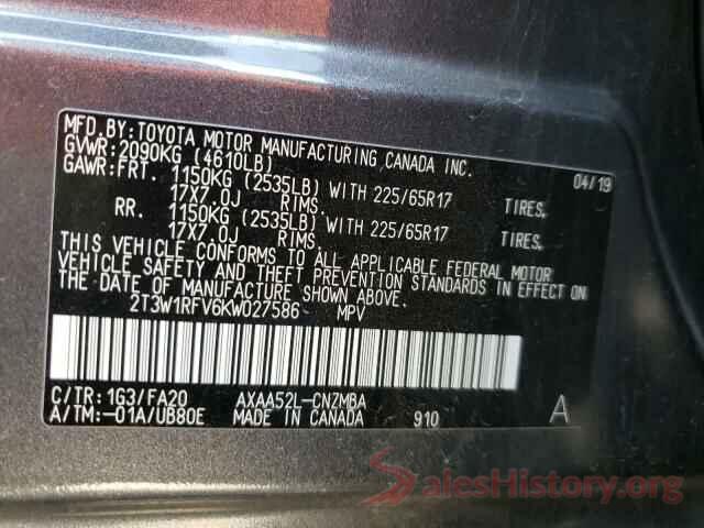 2T3W1RFV6KW027586 2019 TOYOTA RAV4