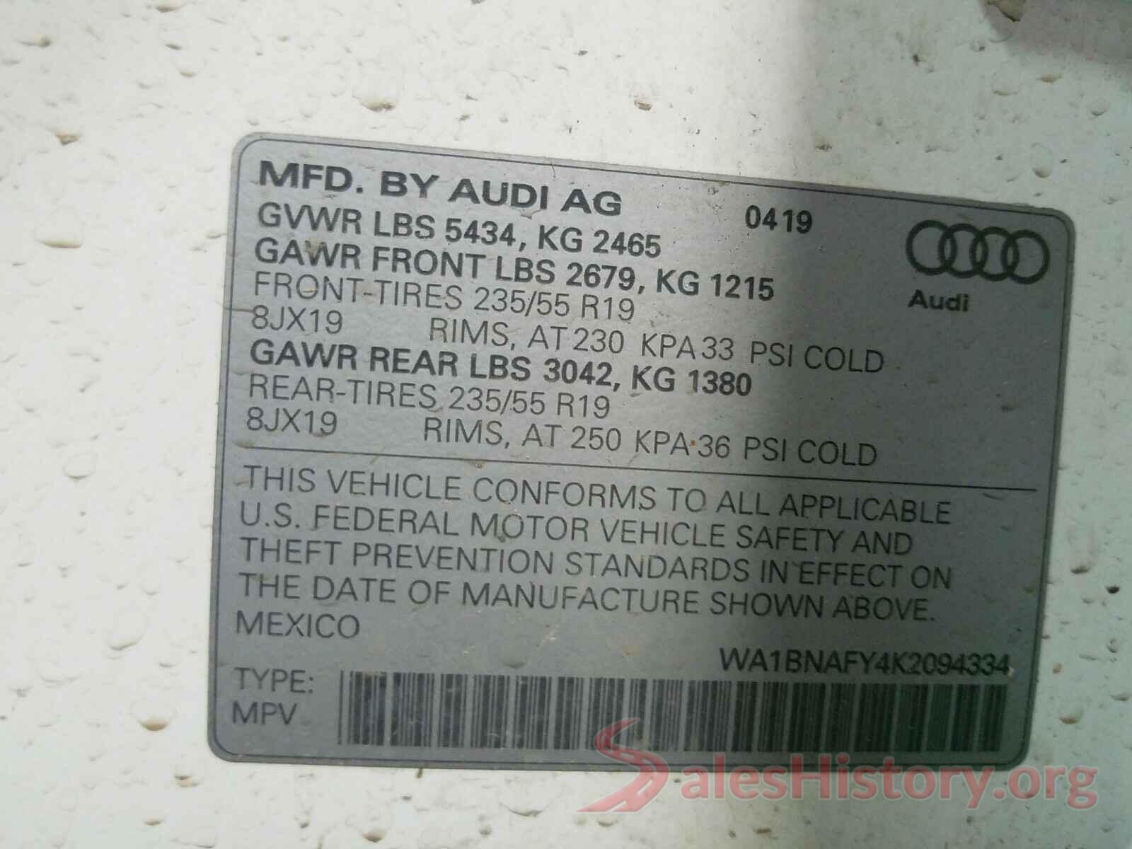 WA1BNAFY4K2094334 2019 AUDI Q5