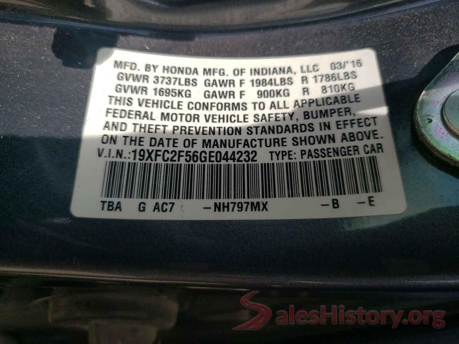 19XFC2F56GE044232 2016 HONDA CIVIC