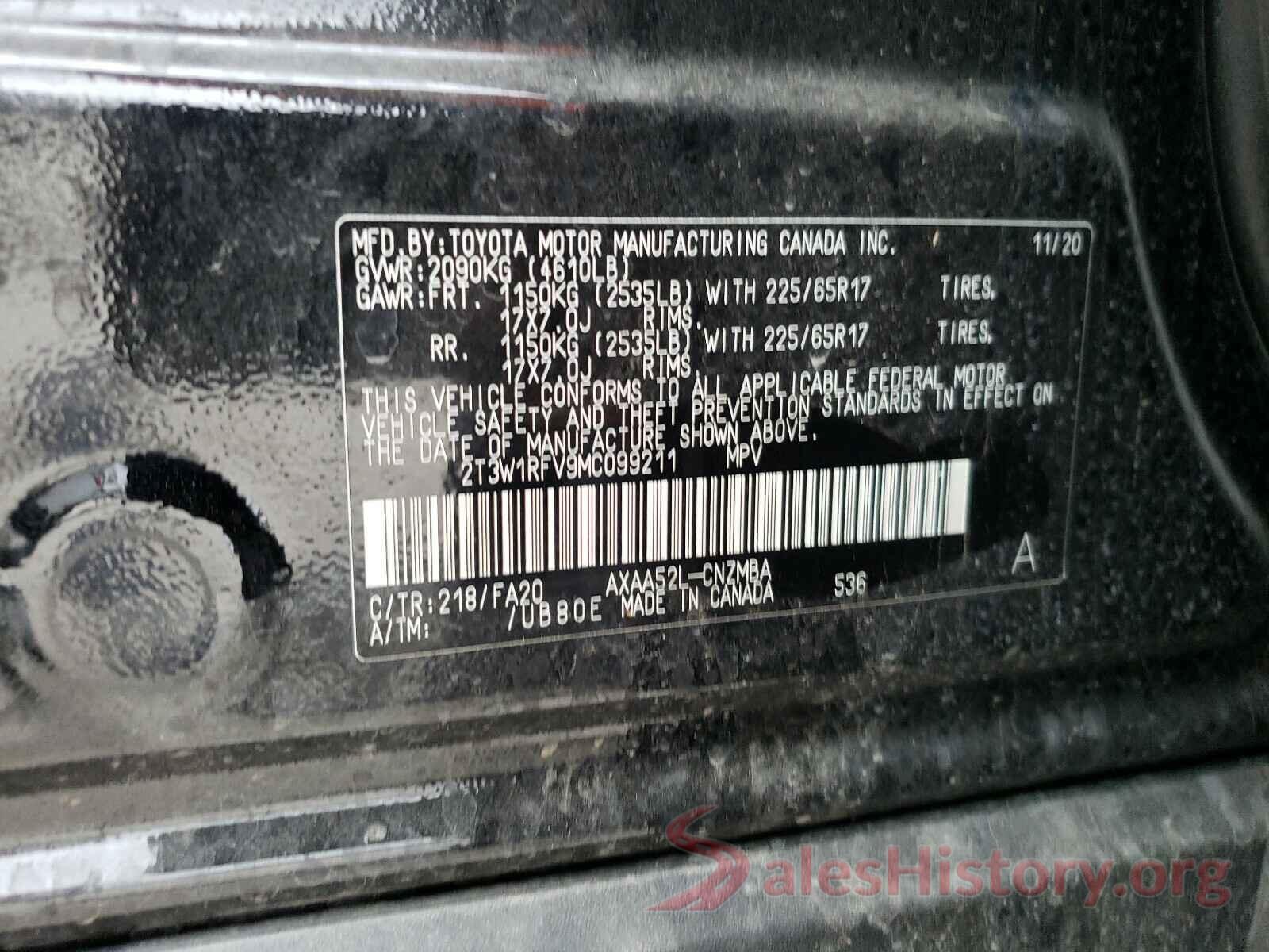 2T3W1RFV9MC099211 2021 TOYOTA RAV4